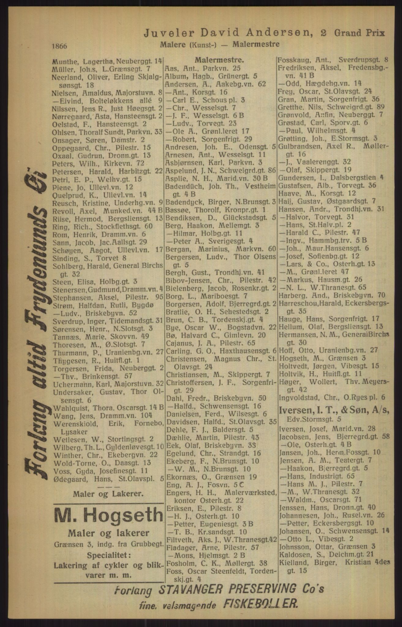 Kristiania/Oslo adressebok, PUBL/-, 1915, p. 1866