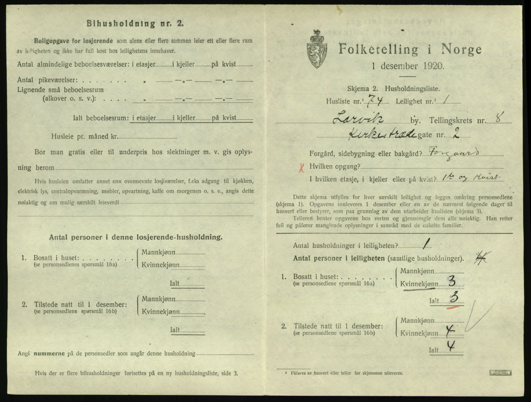 SAKO, 1920 census for Larvik, 1920, p. 6822