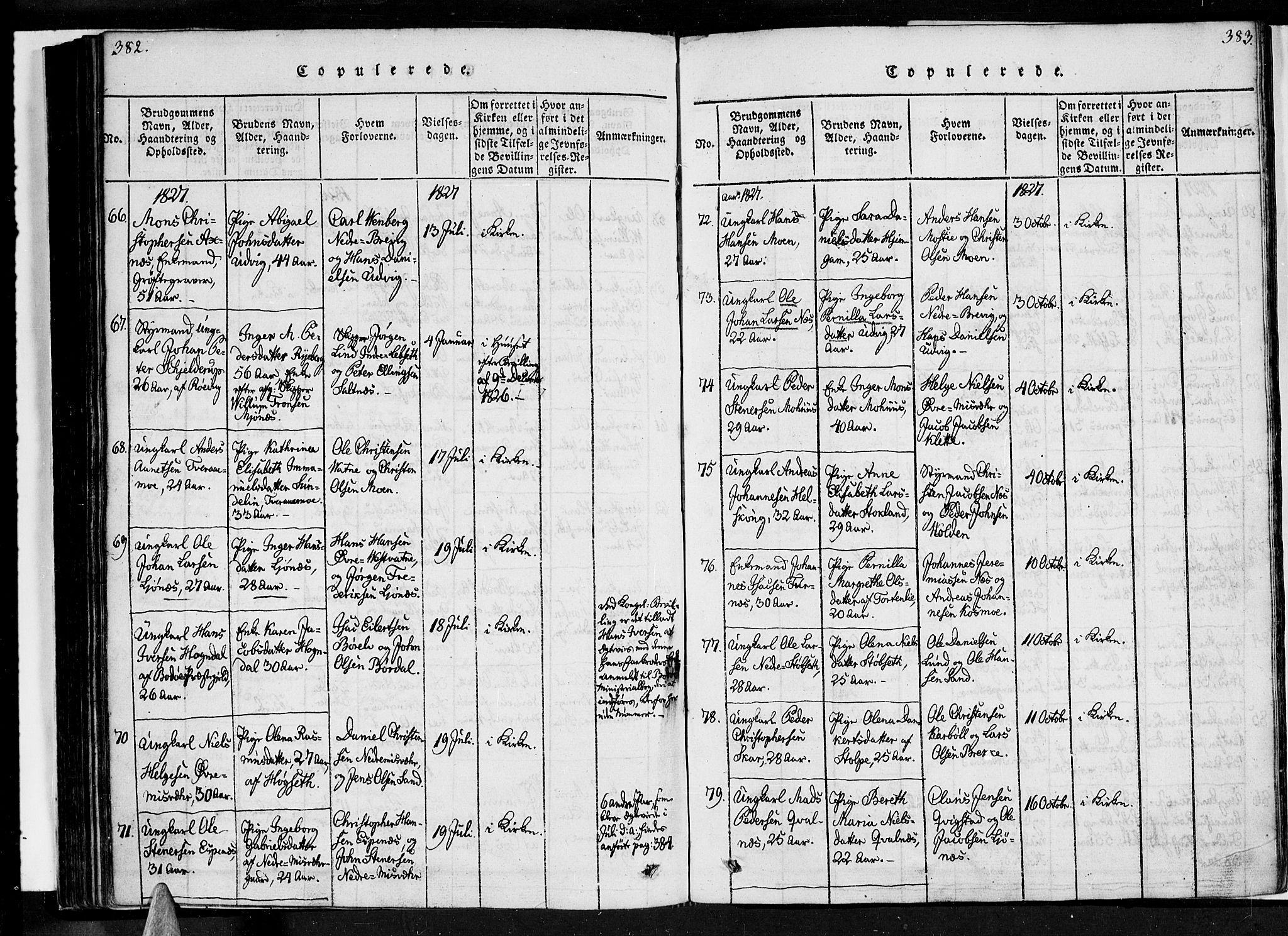 Ministerialprotokoller, klokkerbøker og fødselsregistre - Nordland, SAT/A-1459/852/L0736: Parish register (official) no. 852A06, 1820-1833, p. 382-383