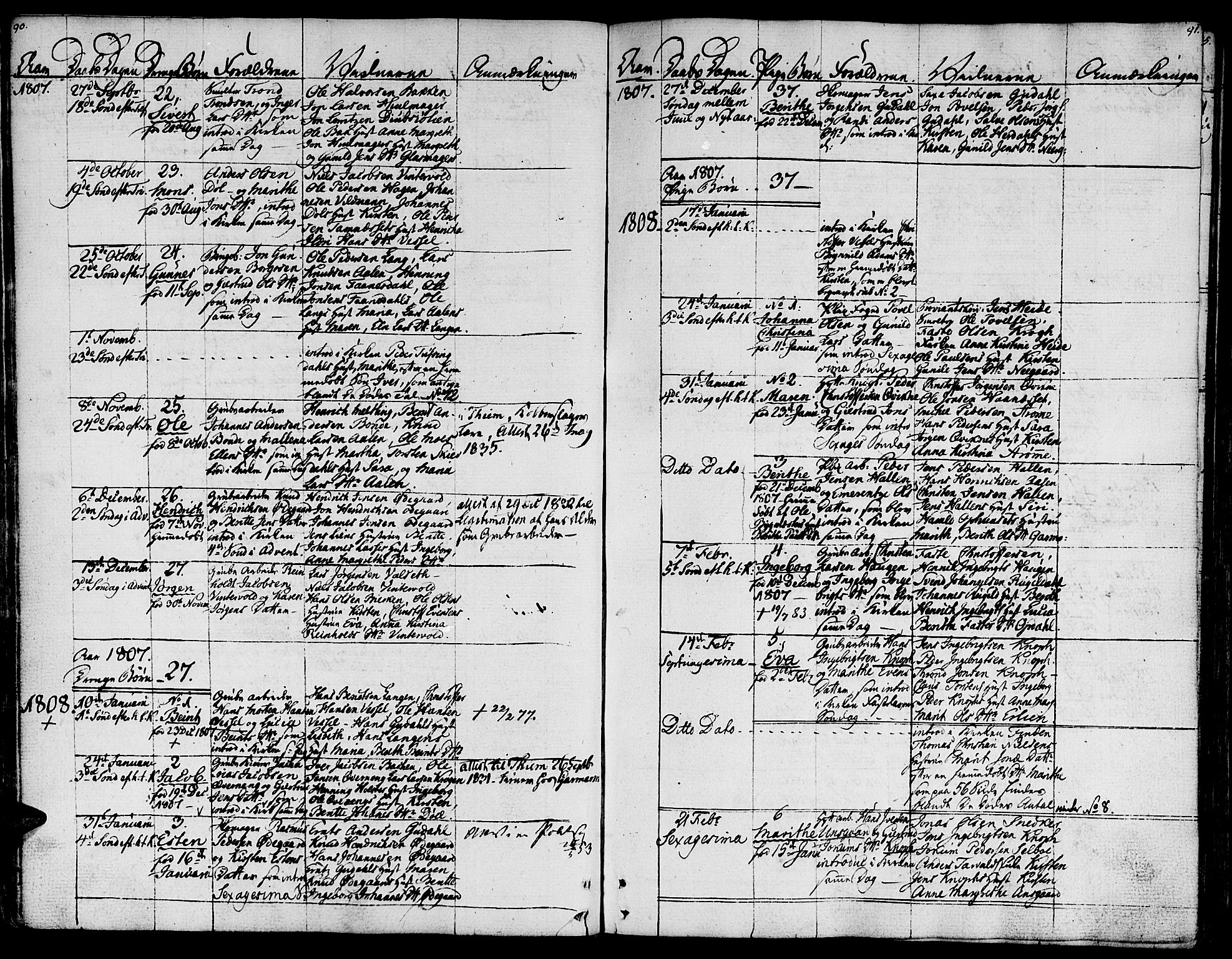 Ministerialprotokoller, klokkerbøker og fødselsregistre - Sør-Trøndelag, SAT/A-1456/681/L0928: Parish register (official) no. 681A06, 1806-1816, p. 90-91