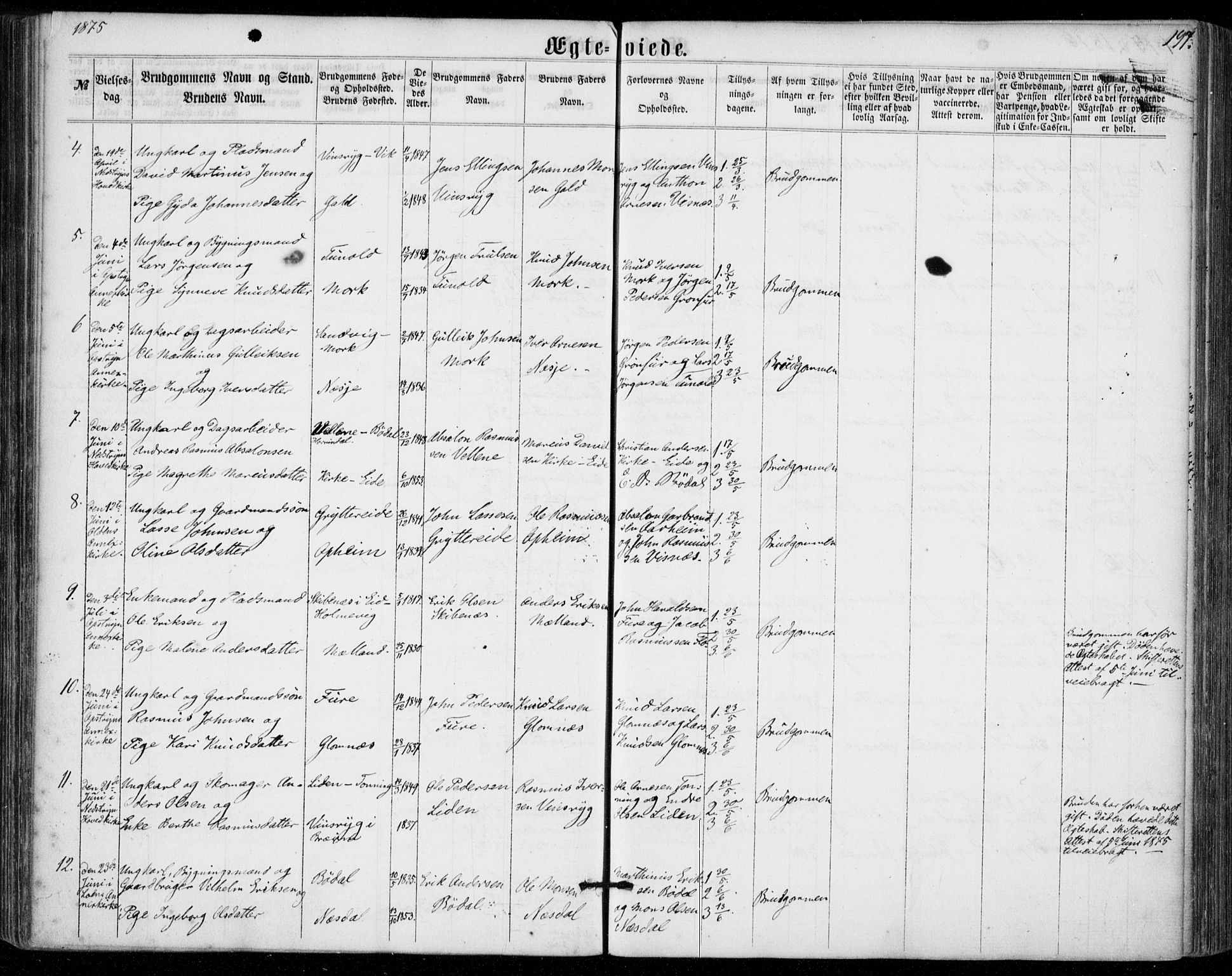 Stryn Sokneprestembete, SAB/A-82501: Parish register (official) no. A 3, 1862-1877, p. 197