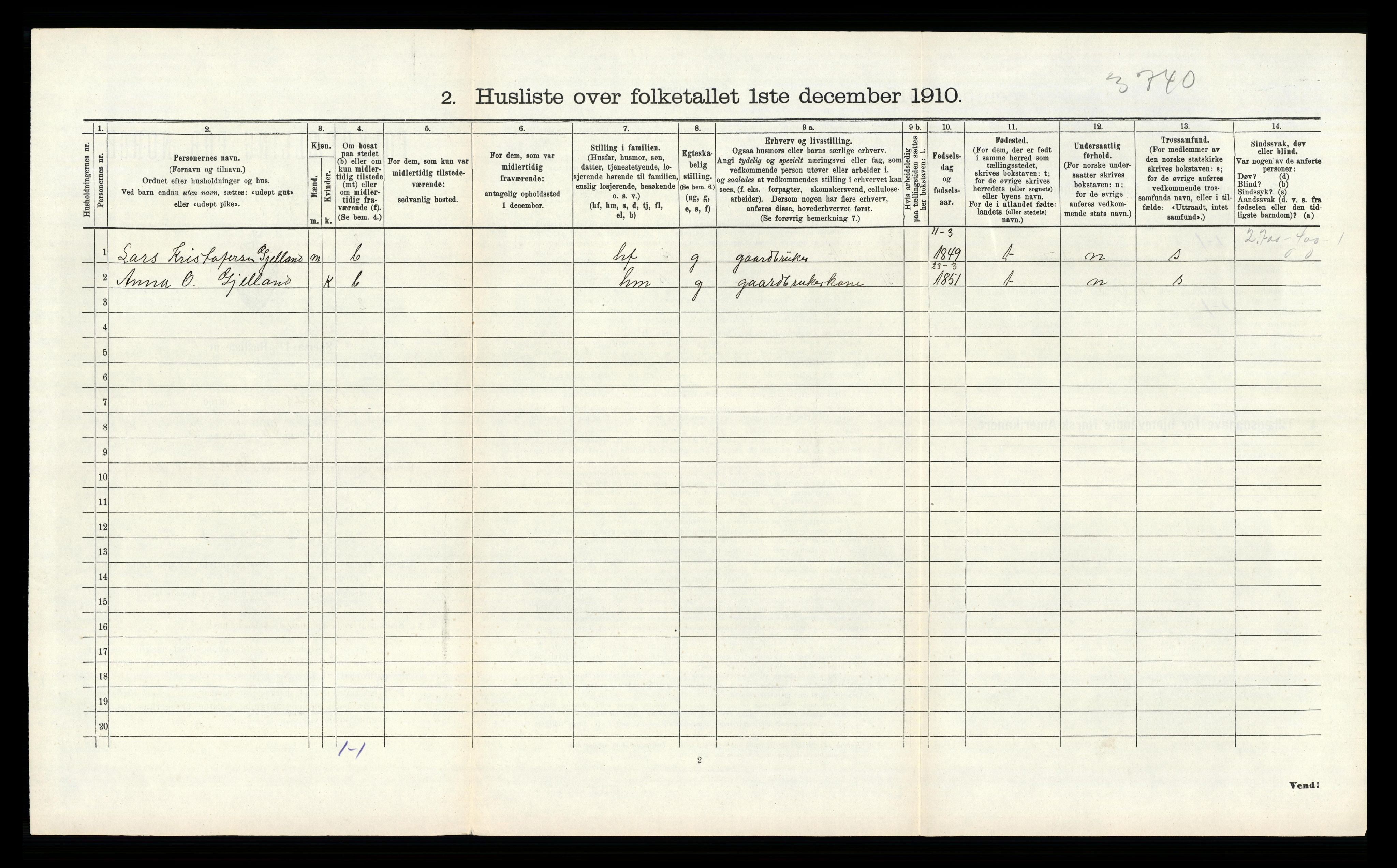 RA, 1910 census for Tysnes, 1910, p. 819