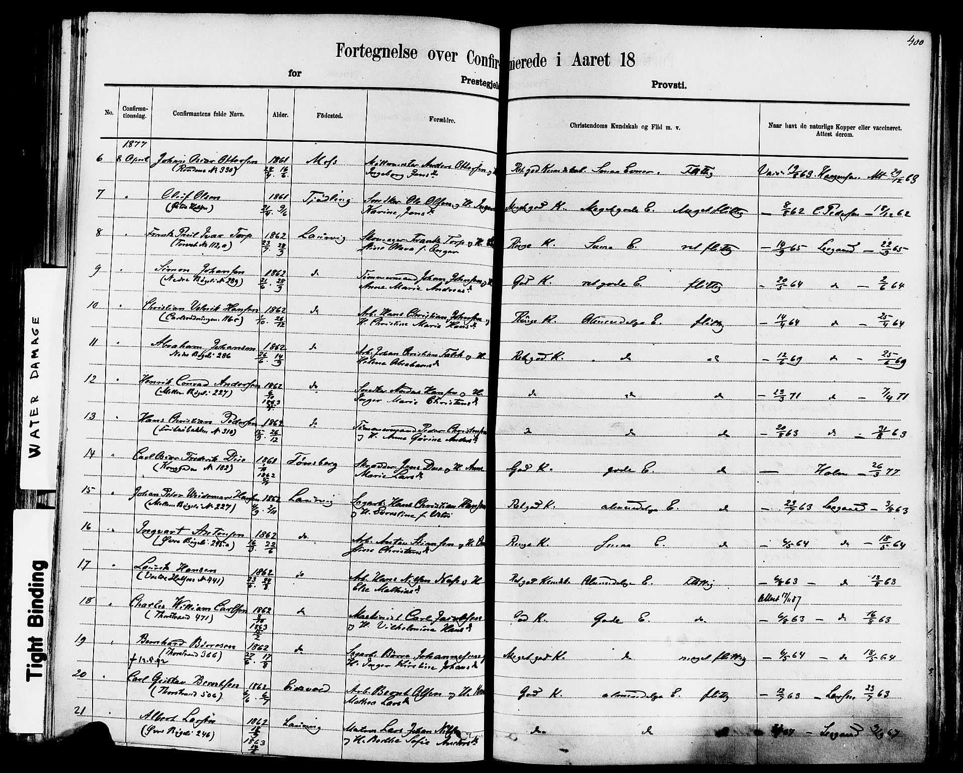 Larvik kirkebøker, AV/SAKO-A-352/F/Fa/L0006: Parish register (official) no. I 6, 1871-1883, p. 400