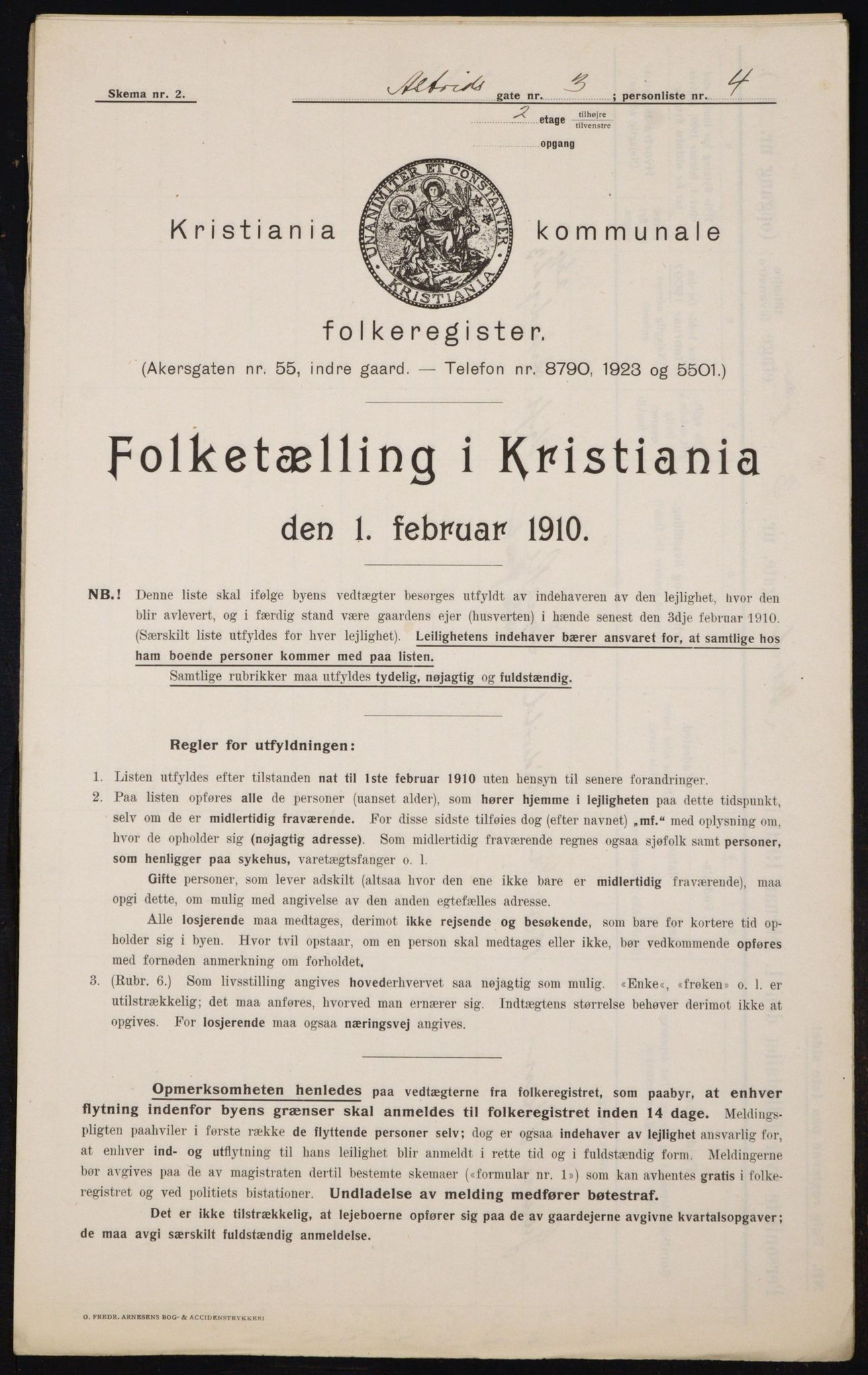 OBA, Municipal Census 1910 for Kristiania, 1910, p. 2343