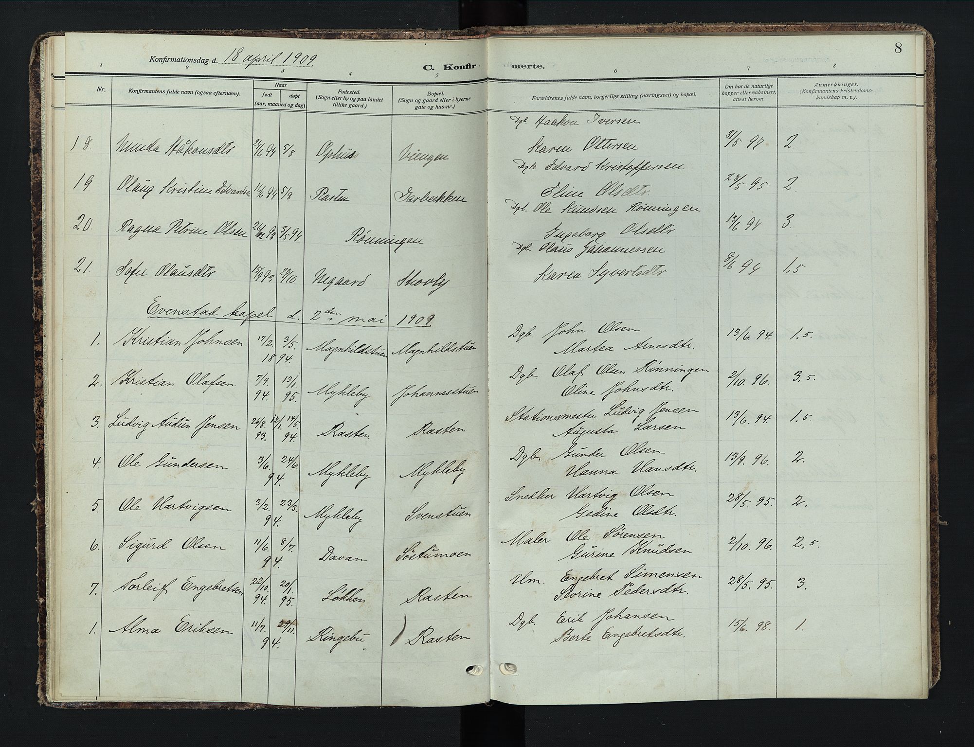 Stor-Elvdal prestekontor, AV/SAH-PREST-052/H/Ha/Haa/L0005: Parish register (official) no. 5, 1908-1924, p. 8