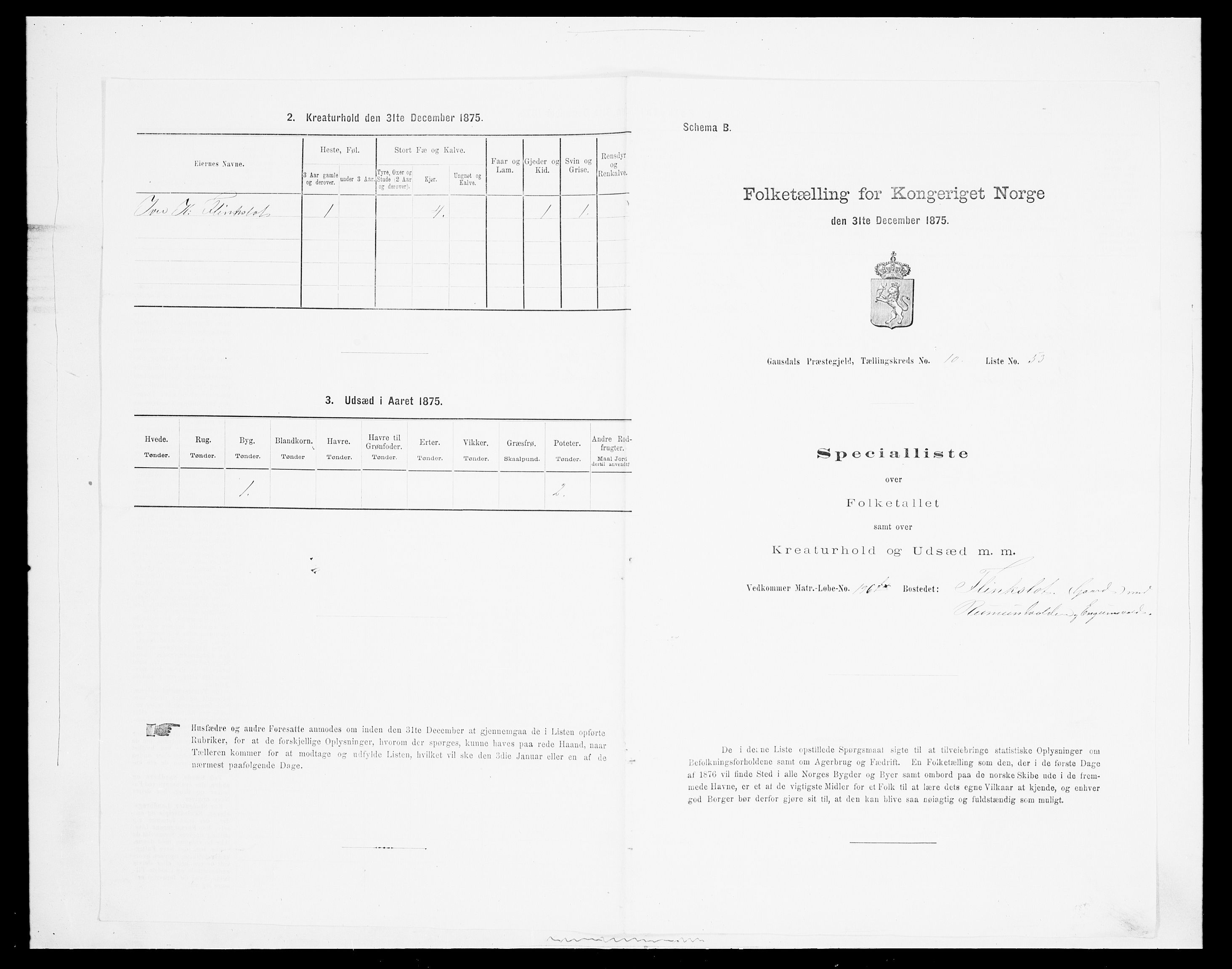 SAH, 1875 census for 0522P Gausdal, 1875, p. 1761