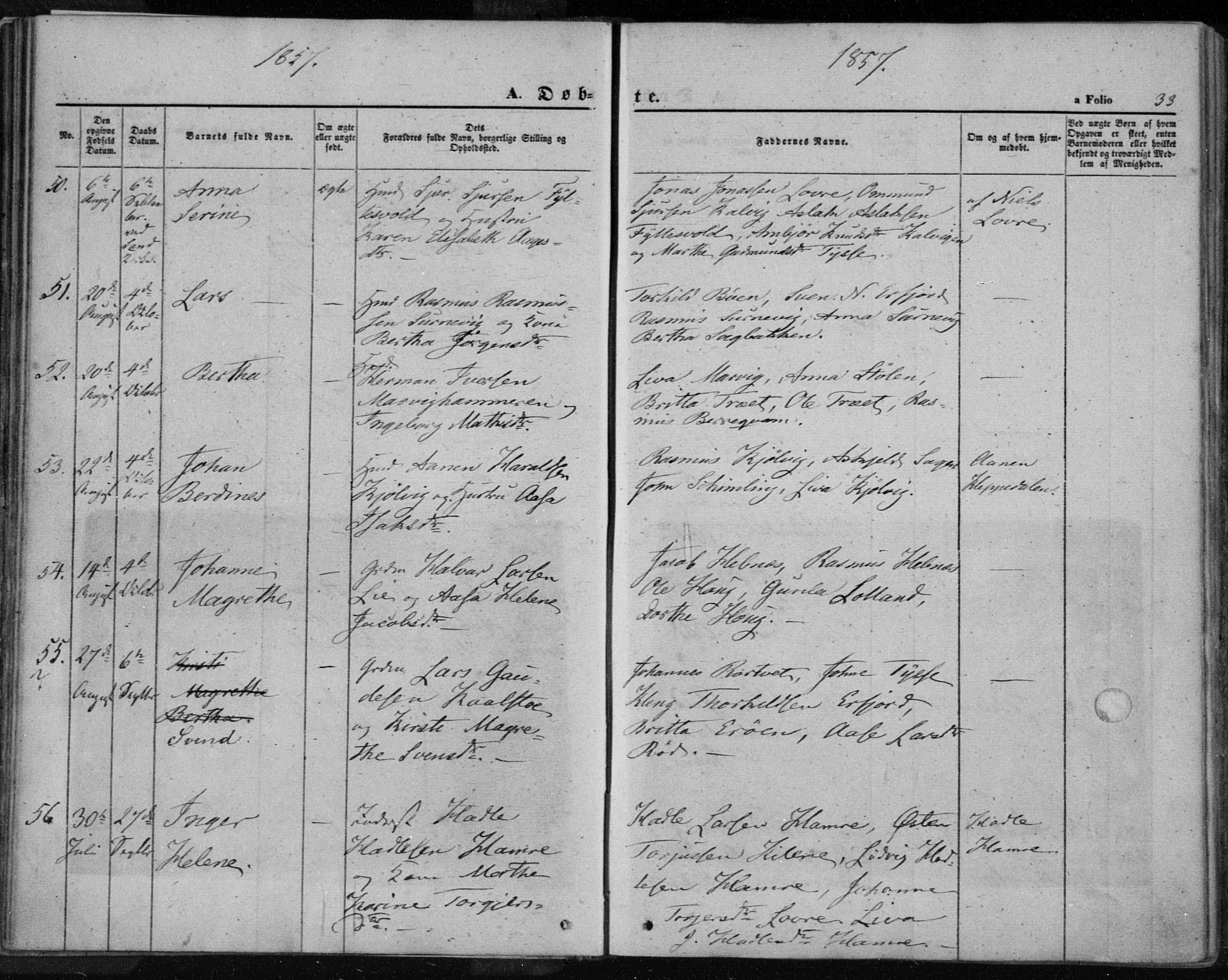 Jelsa sokneprestkontor, AV/SAST-A-101842/01/IV: Parish register (official) no. A 7, 1854-1866, p. 33