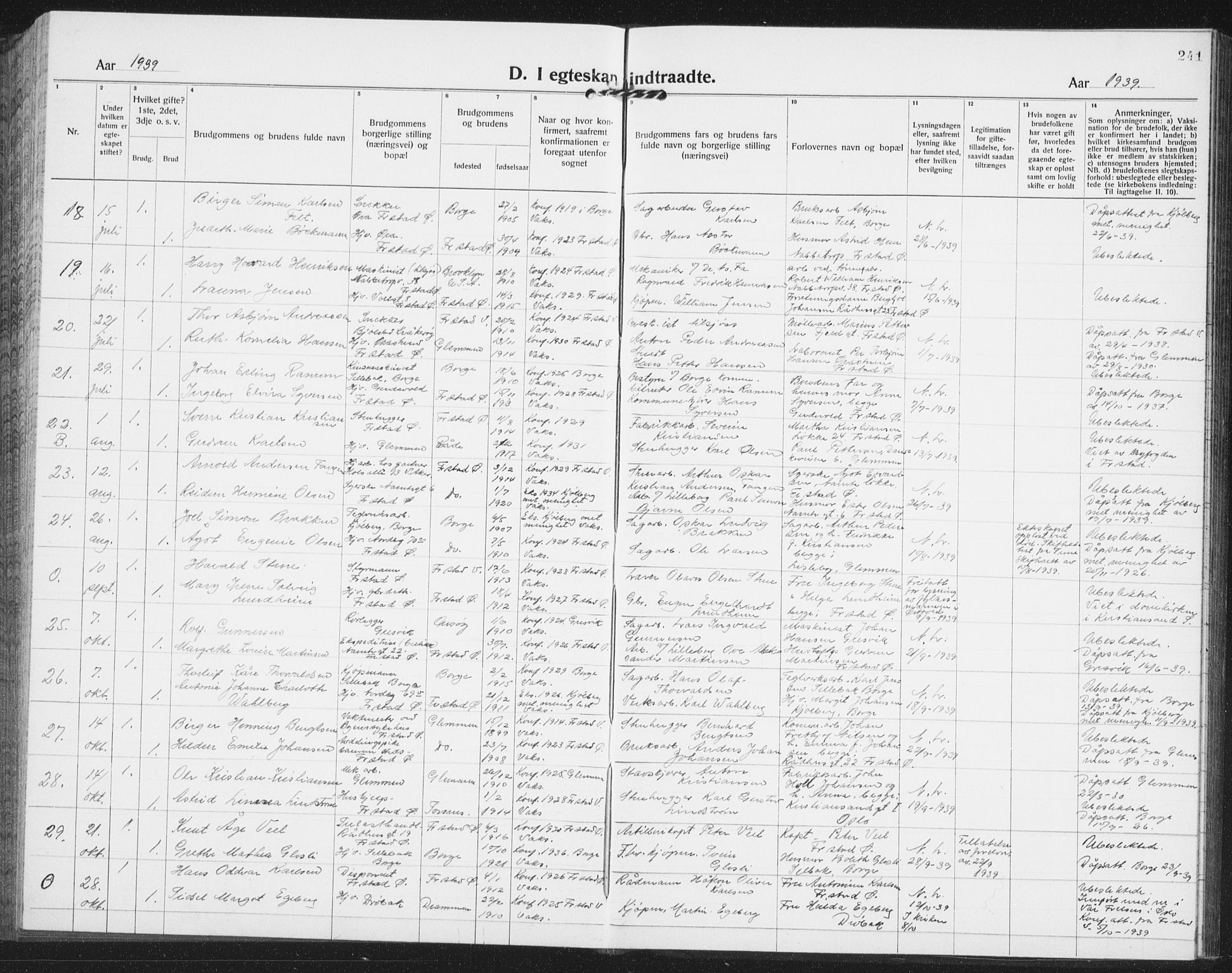 Østre Fredrikstad prestekontor Kirkebøker, SAO/A-10907/G/Ga/L0003: Parish register (copy) no. 3, 1920-1940, p. 241