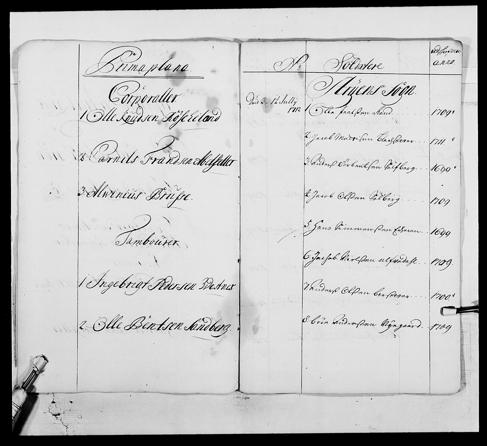 Kommanderende general (KG I) med Det norske krigsdirektorium, AV/RA-EA-5419/E/Ea/L0516: Bergenhusiske regiment, 1660-1712, p. 398