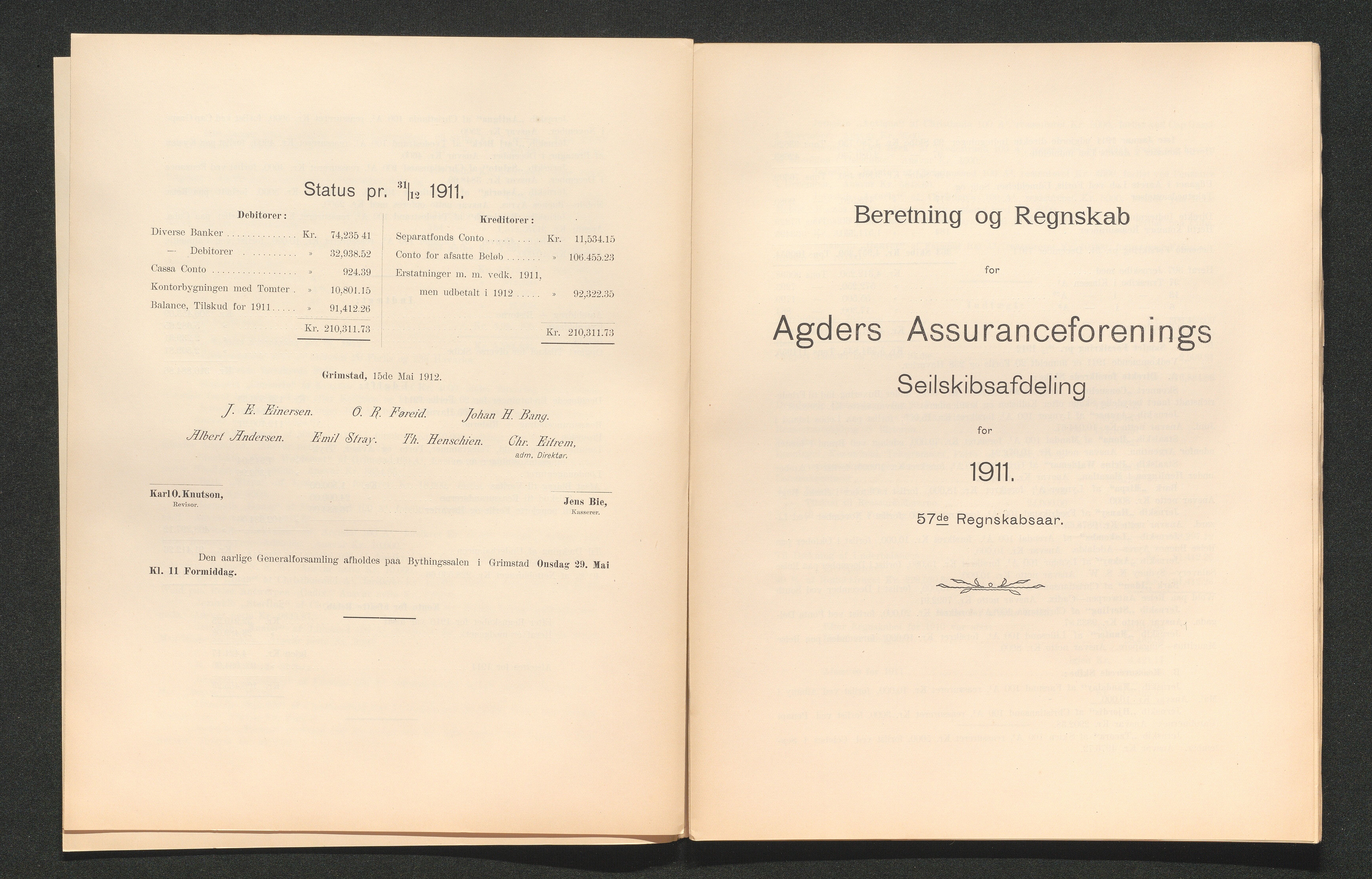 Agders Gjensidige Assuranceforening, AAKS/PA-1718/05/L0003: Regnskap, seilavdeling, pakkesak, 1890-1912