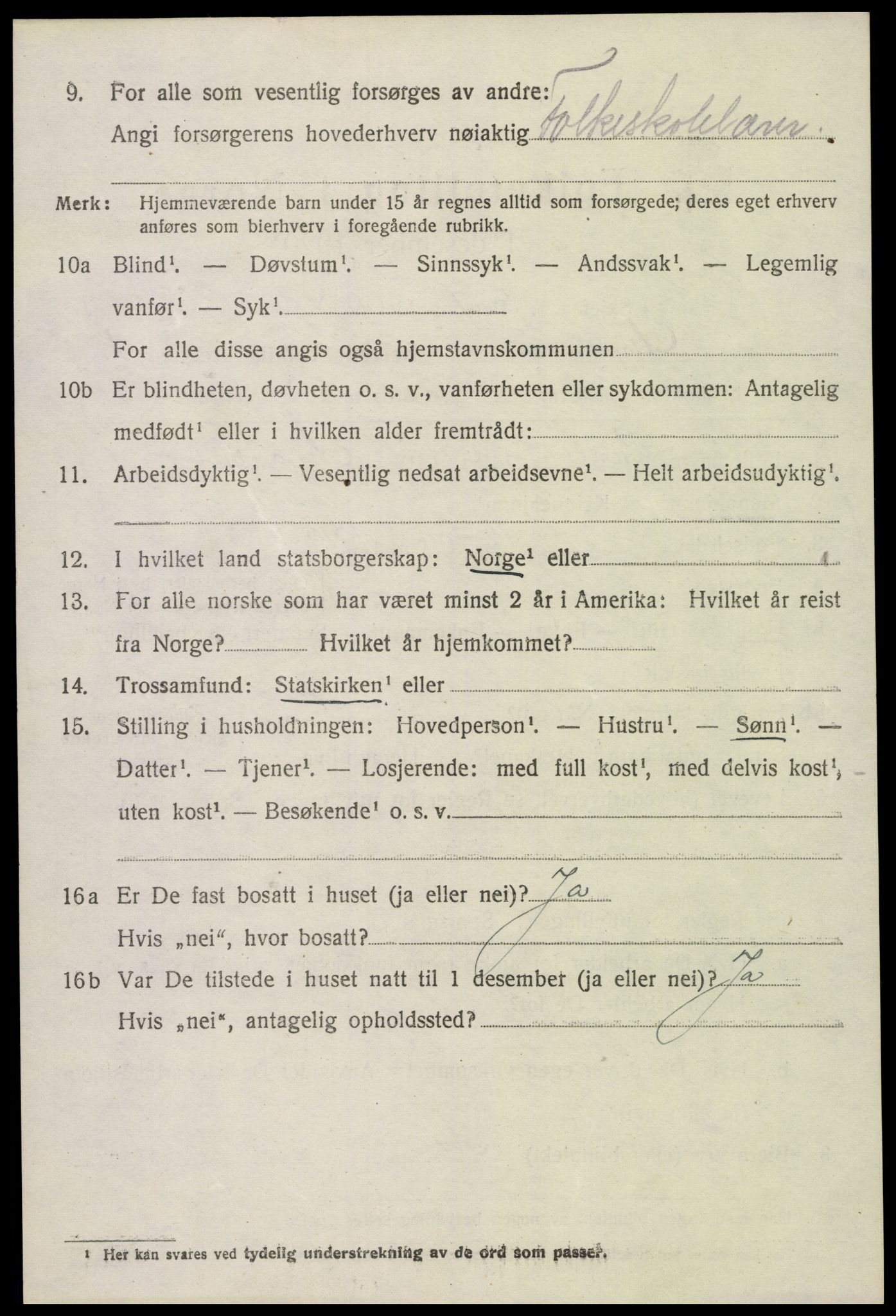 SAK, 1920 census for Mykland, 1920, p. 697