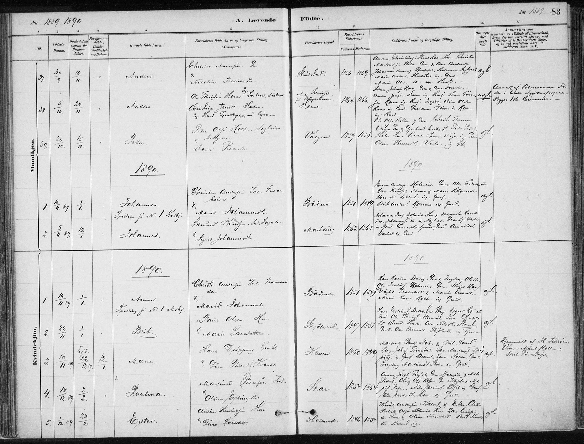 Ministerialprotokoller, klokkerbøker og fødselsregistre - Møre og Romsdal, AV/SAT-A-1454/586/L0987: Parish register (official) no. 586A13, 1879-1892, p. 83