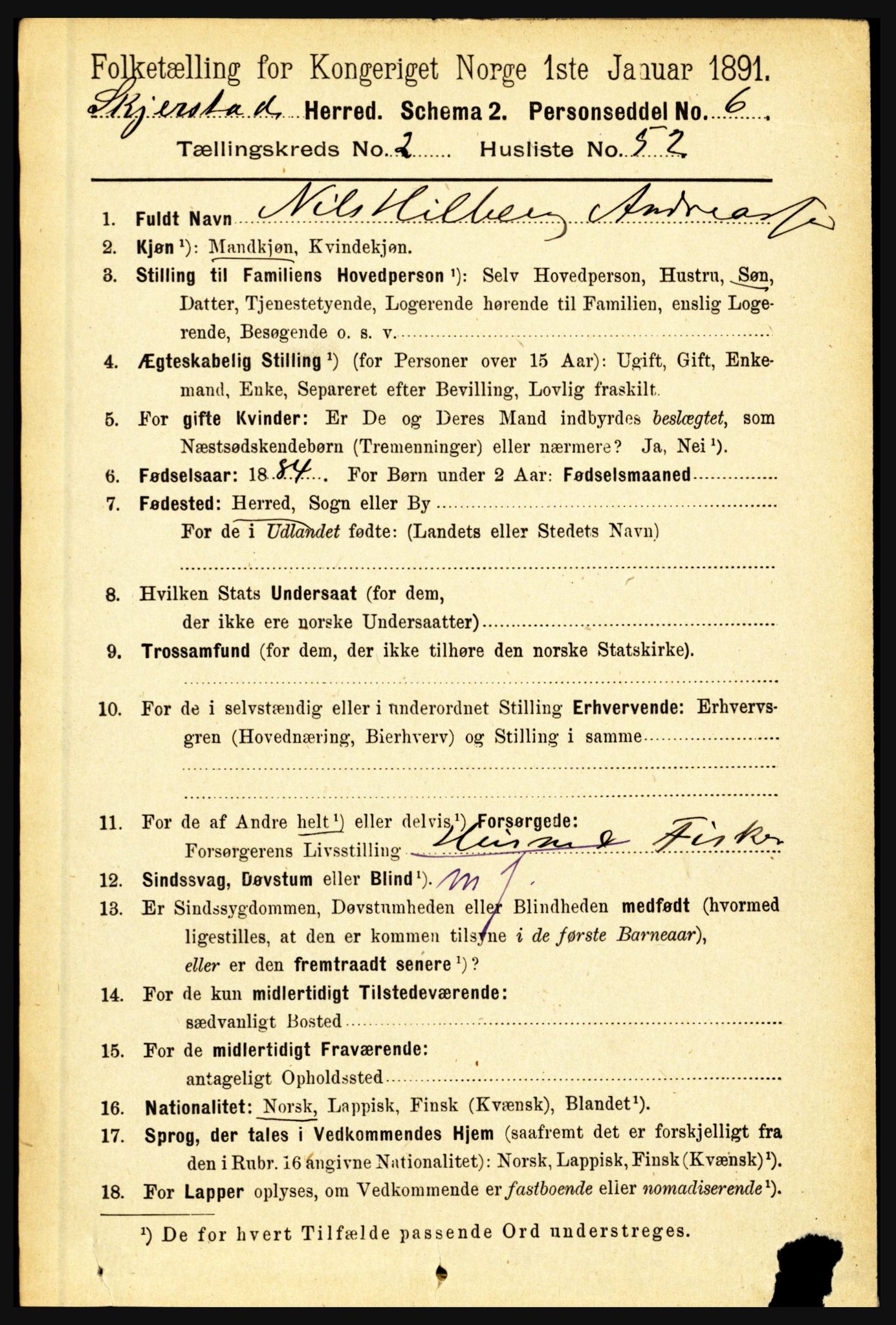 RA, 1891 census for 1842 Skjerstad, 1891, p. 687