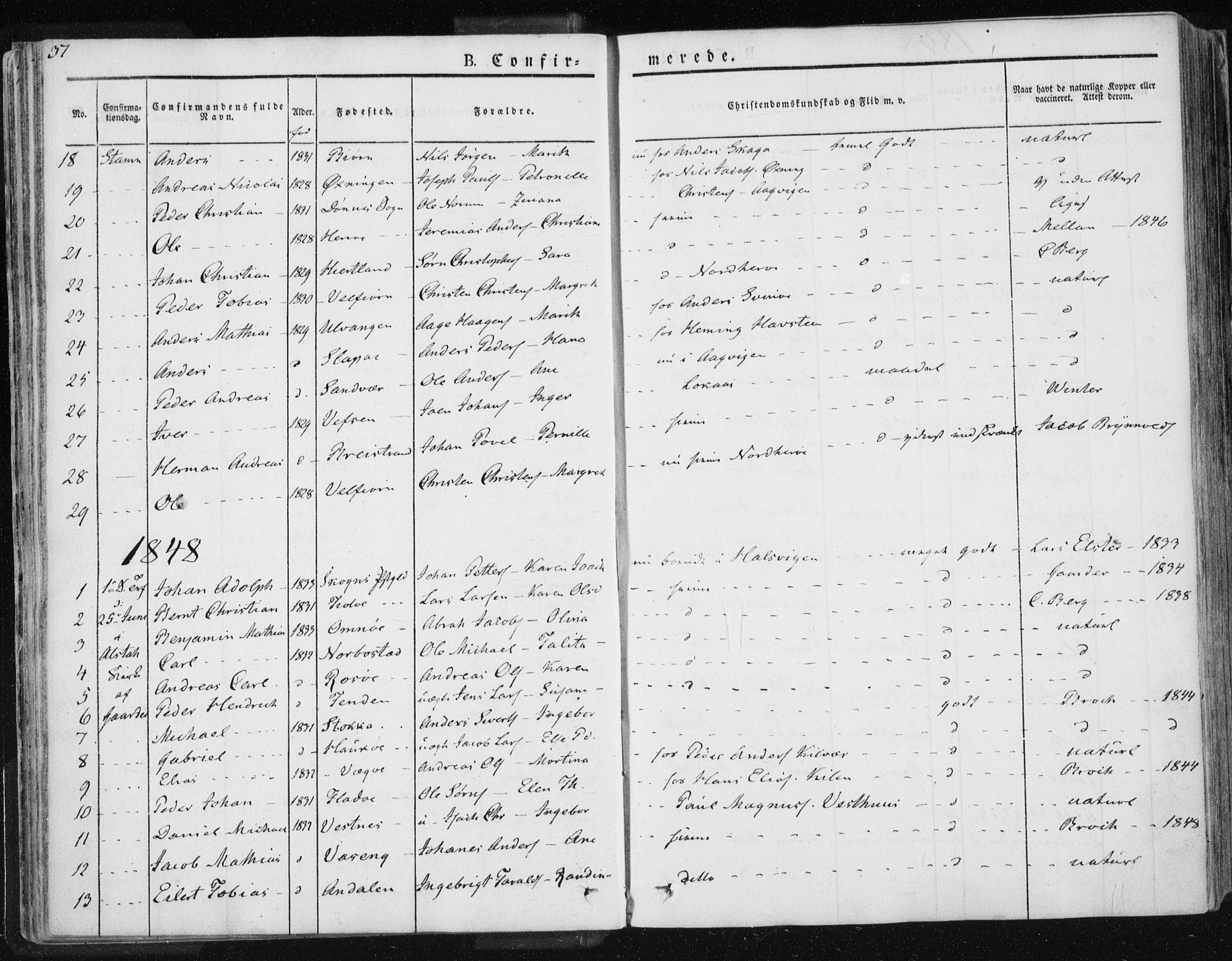 Ministerialprotokoller, klokkerbøker og fødselsregistre - Nordland, AV/SAT-A-1459/830/L0447: Parish register (official) no. 830A11, 1831-1854, p. 37