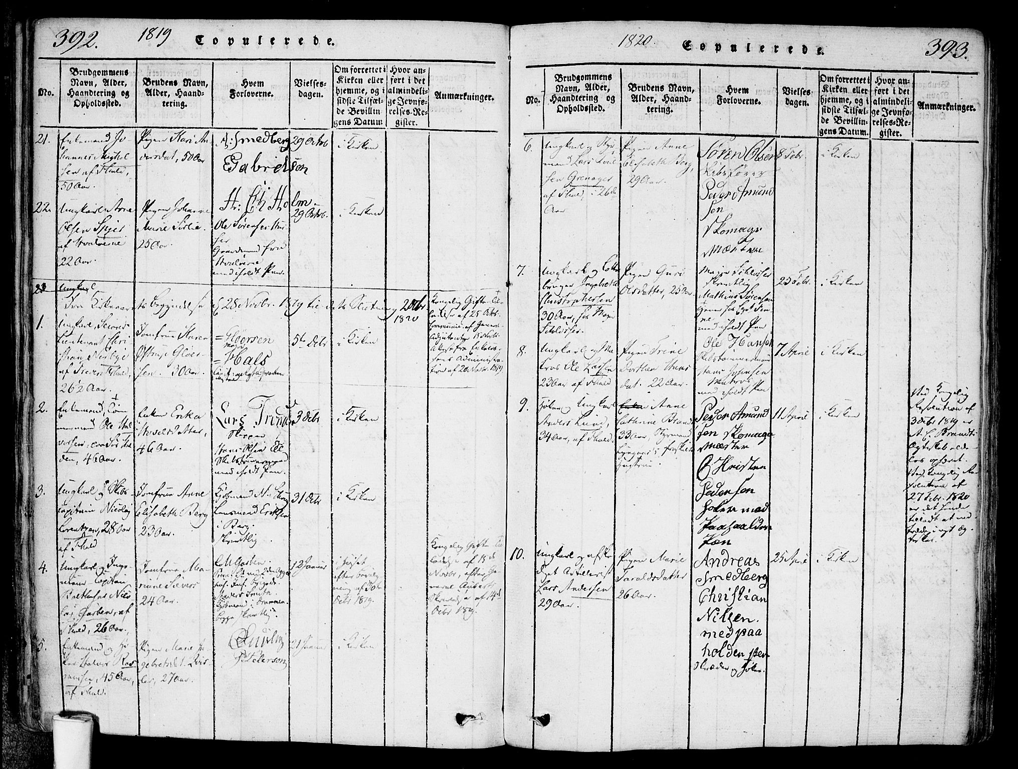 Halden prestekontor Kirkebøker, SAO/A-10909/F/Fa/L0003: Parish register (official) no. I 3, 1815-1834, p. 392-393