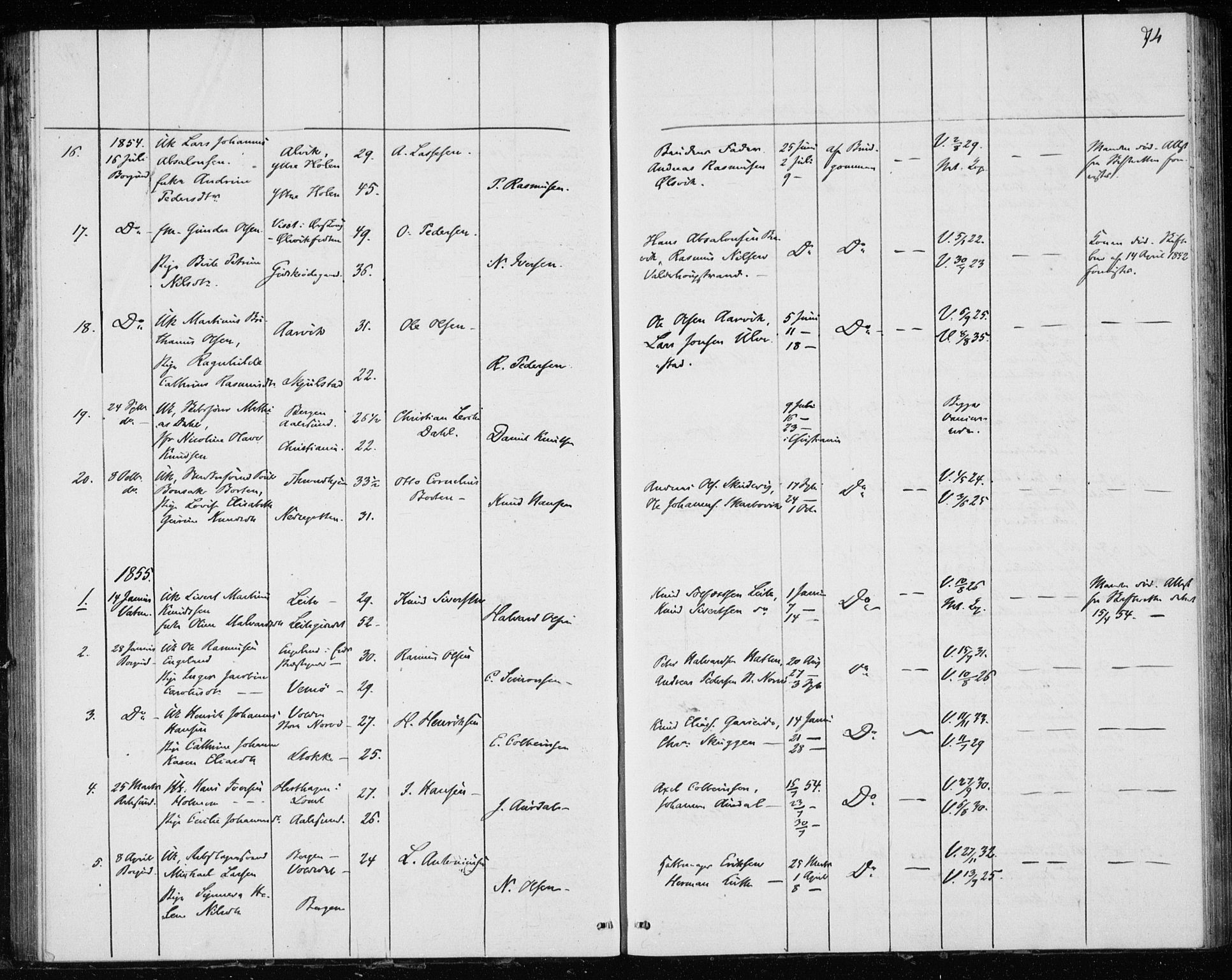 Ministerialprotokoller, klokkerbøker og fødselsregistre - Møre og Romsdal, AV/SAT-A-1454/528/L0416: Curate's parish register no. 528B04, 1853-1857, p. 74