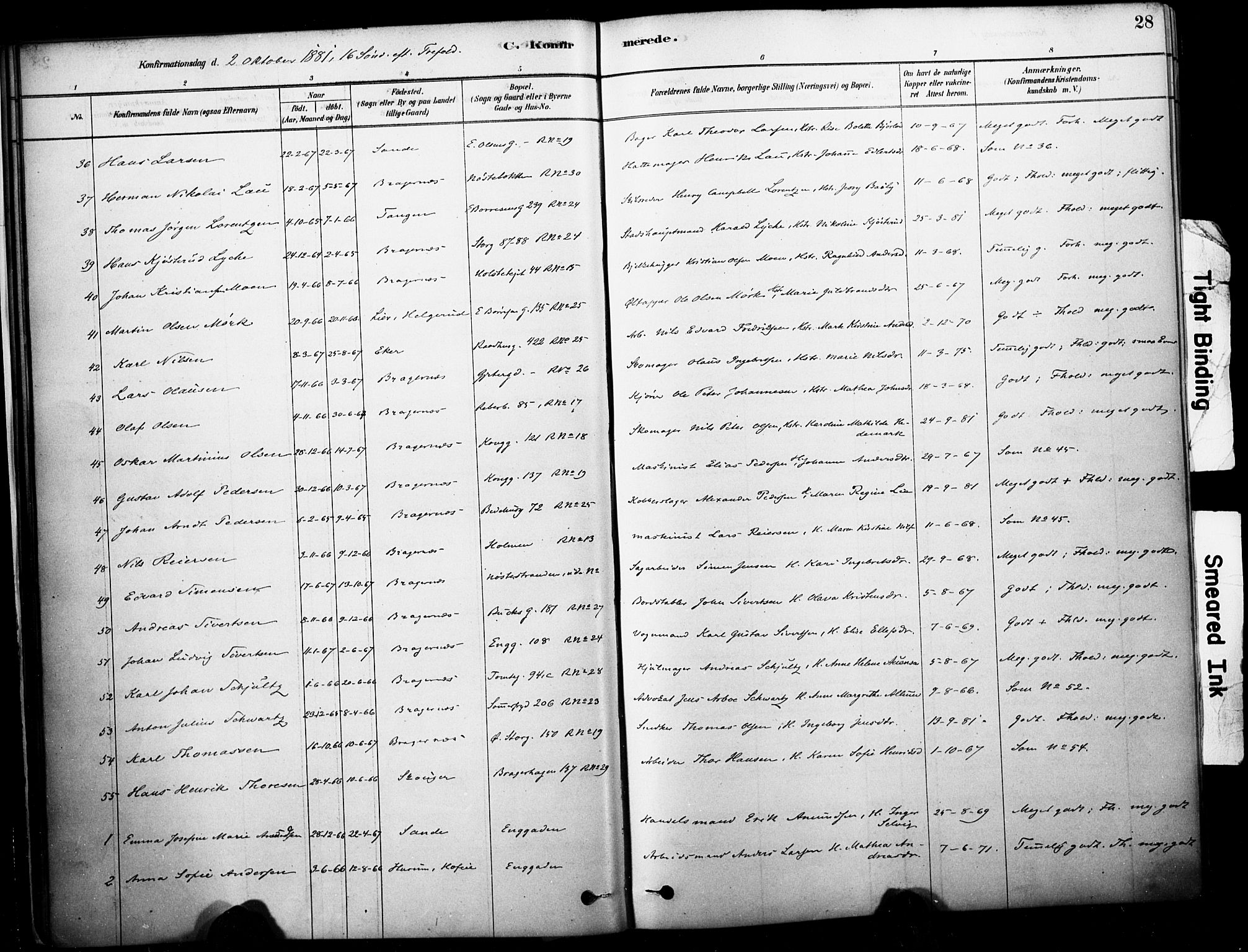 Bragernes kirkebøker, AV/SAKO-A-6/F/Fc/L0005: Parish register (official) no. III 5, 1878-1890, p. 28