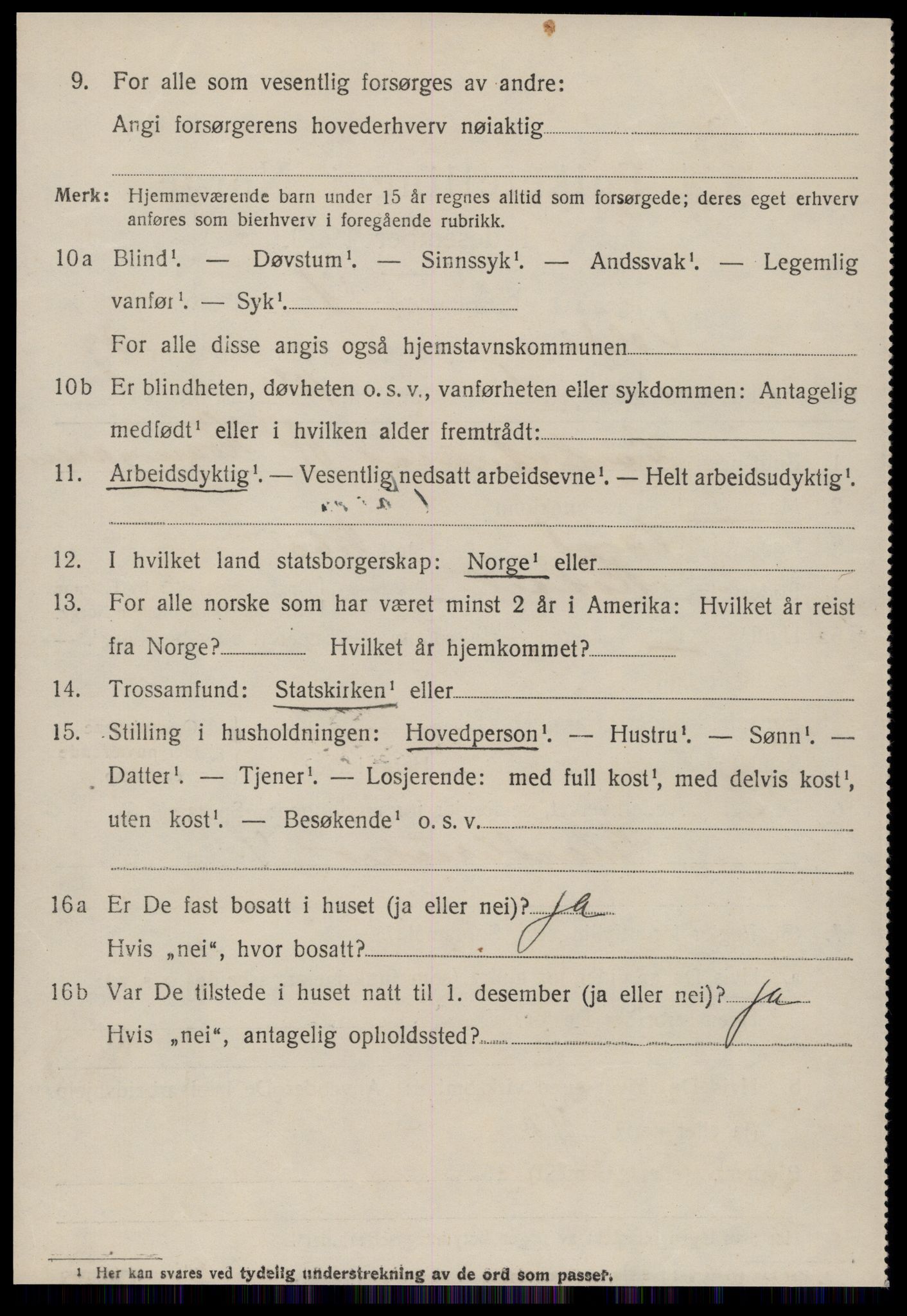 SAT, 1920 census for Volda, 1920, p. 12939