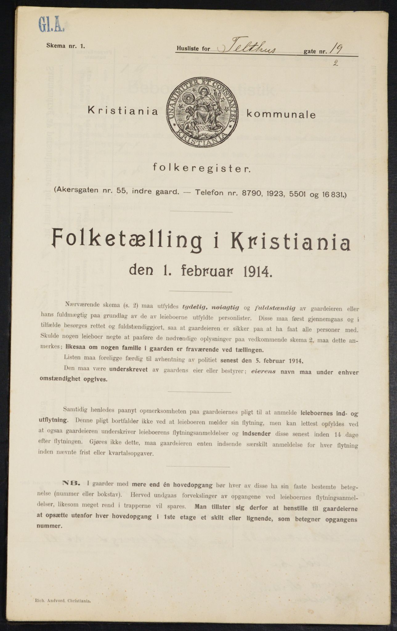 OBA, Municipal Census 1914 for Kristiania, 1914, p. 108484