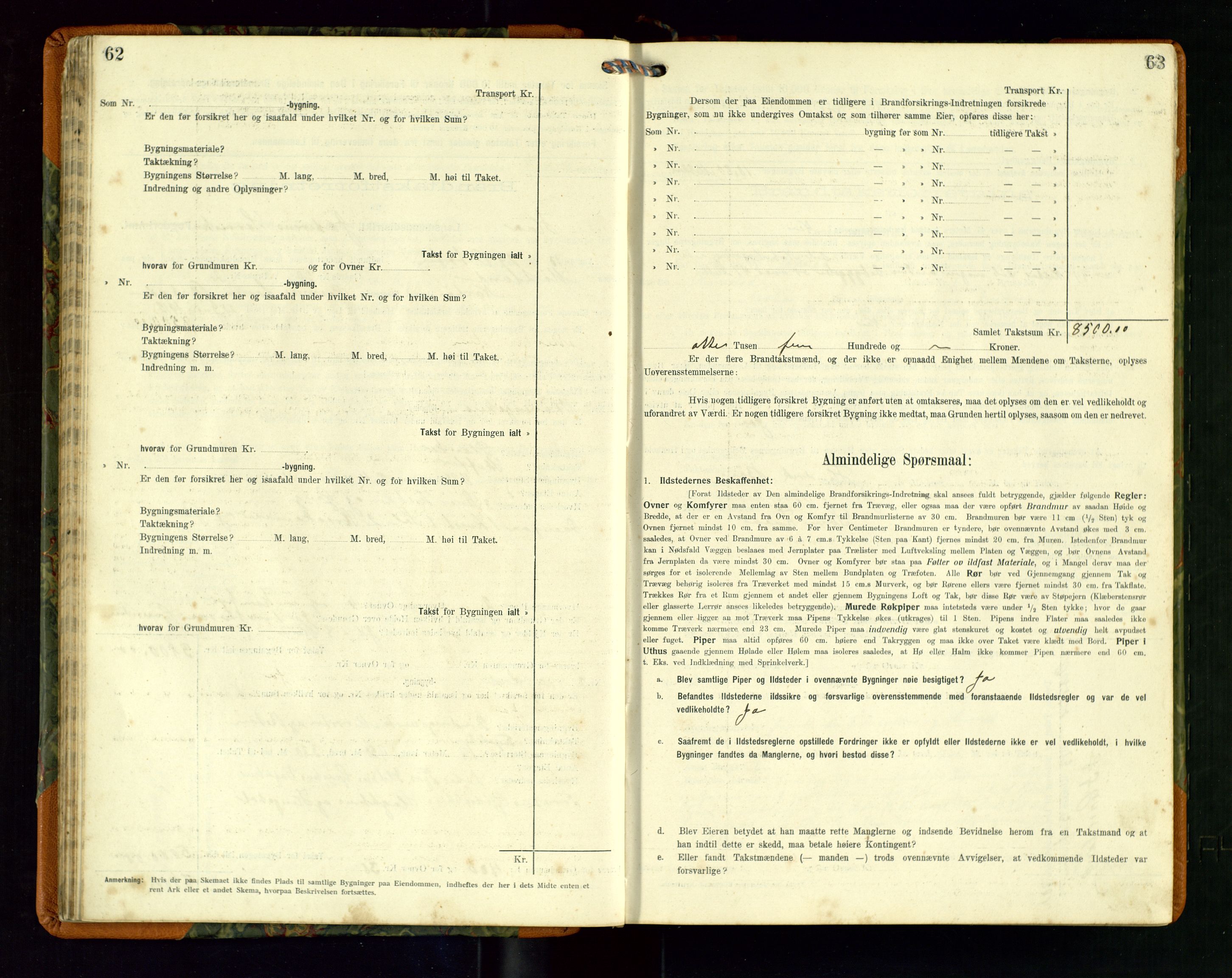 Hå lensmannskontor, SAST/A-100456/Goa/L0004: Takstprotokoll (skjema), 1911-1926, p. 62-63