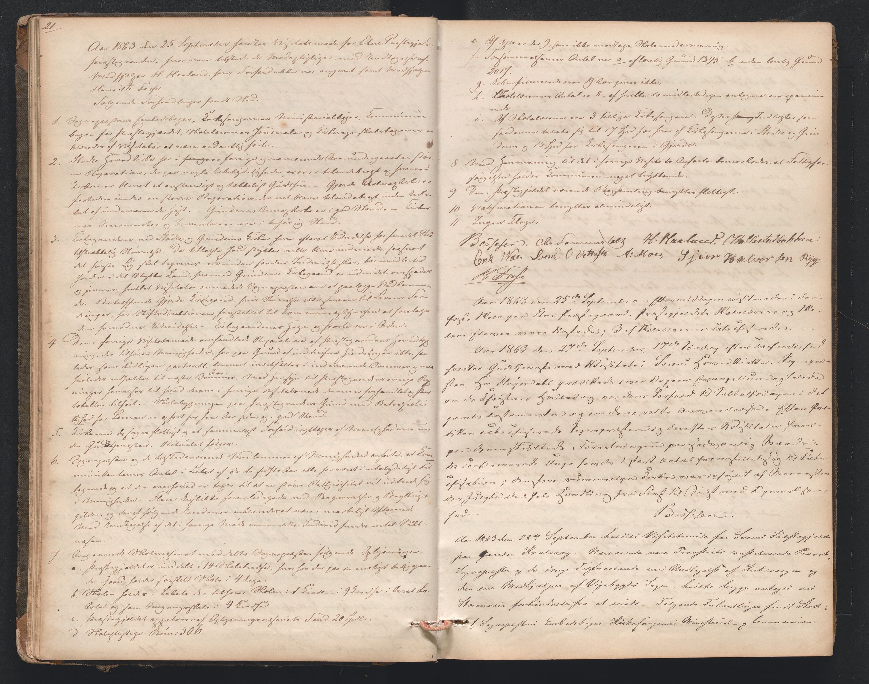 Nordre Sunnhordland prosti, AV/SAB-A-99912/F/L0001: Visitasprotokoll , 1860-1959, p. 21