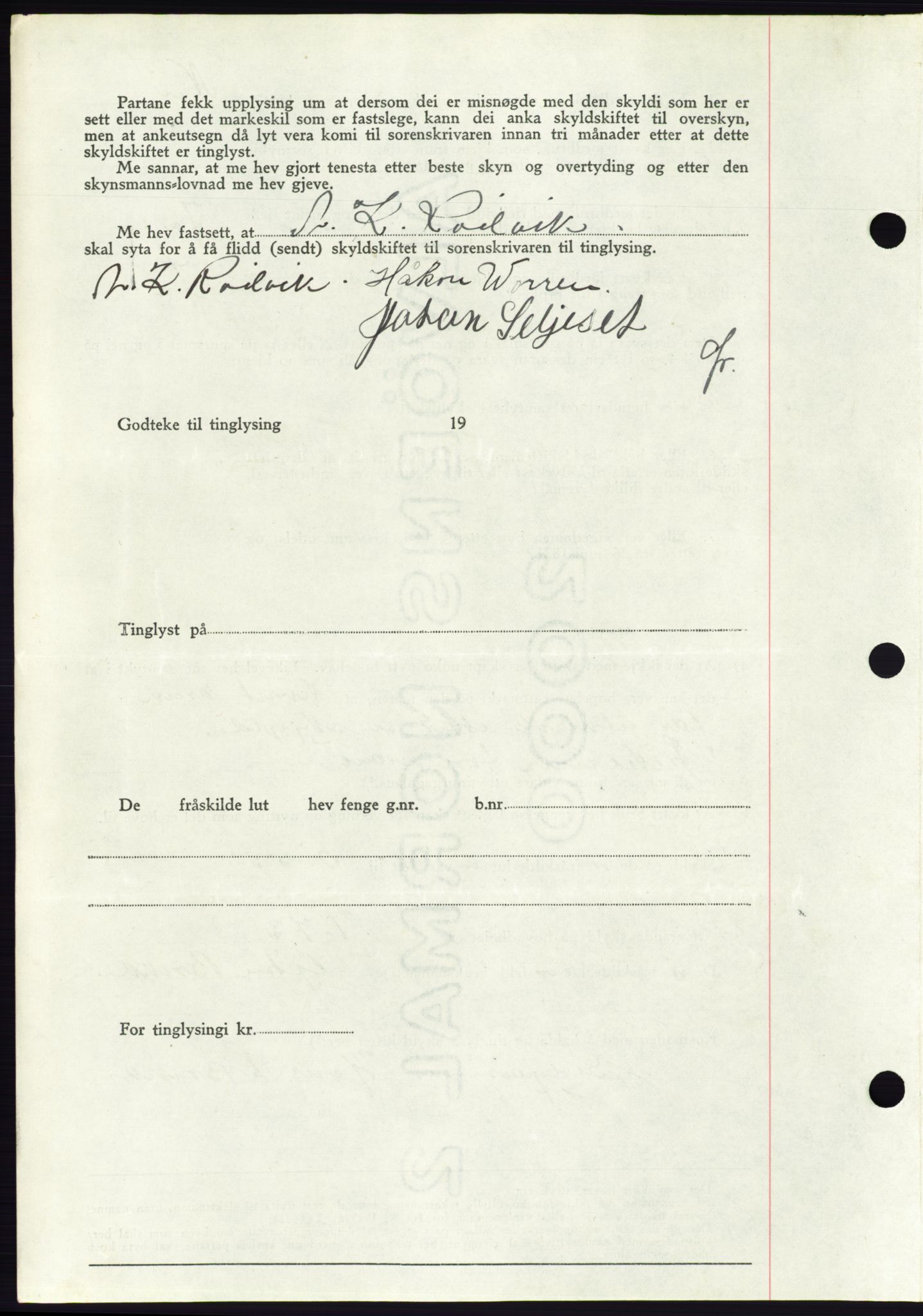 Søre Sunnmøre sorenskriveri, AV/SAT-A-4122/1/2/2C/L0077: Mortgage book no. 3A, 1945-1946, Diary no: : 407/1945