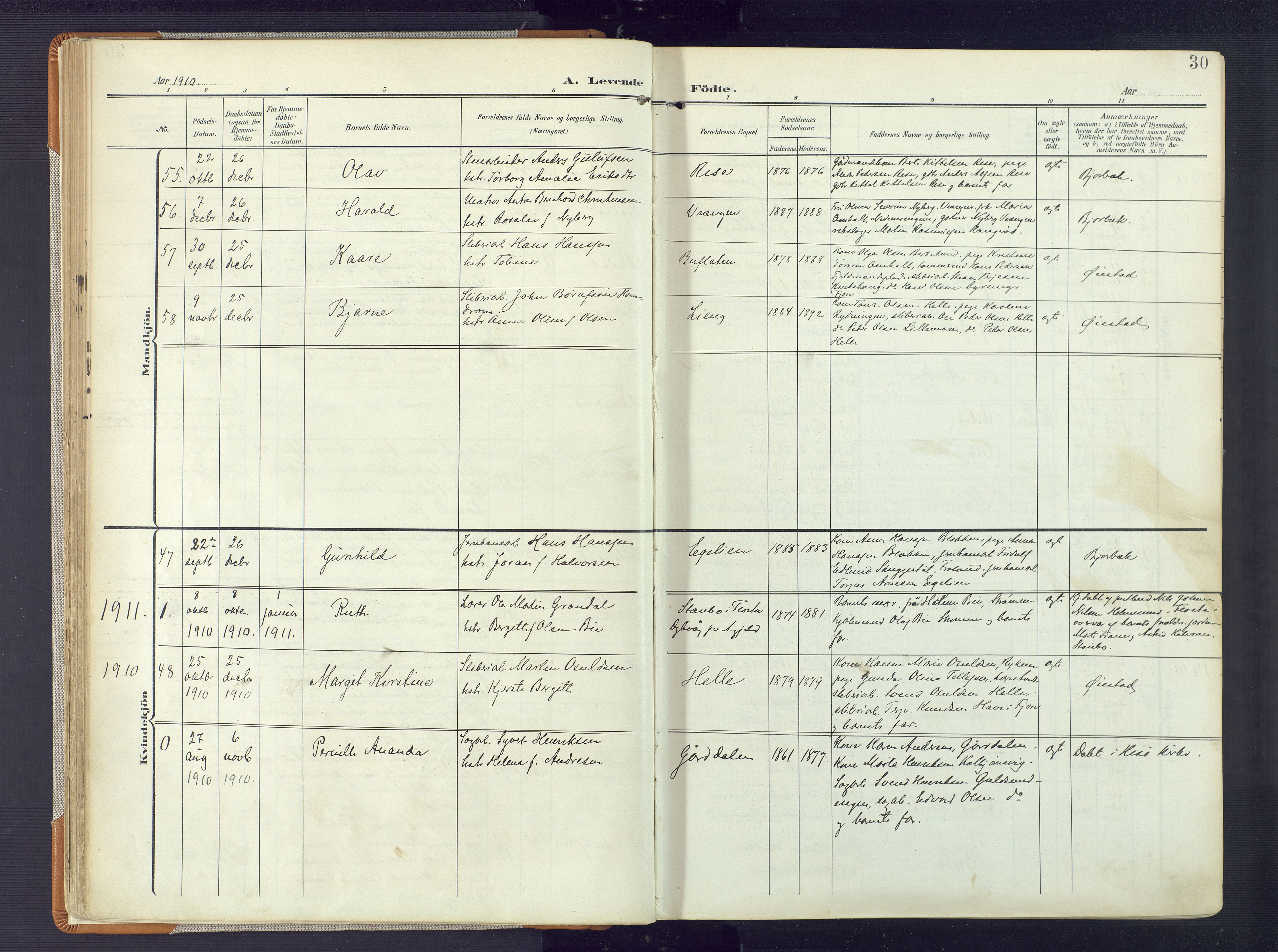 Øyestad sokneprestkontor, AV/SAK-1111-0049/F/Fa/L0019: Parish register (official) no. A 19, 1908-1922, p. 30