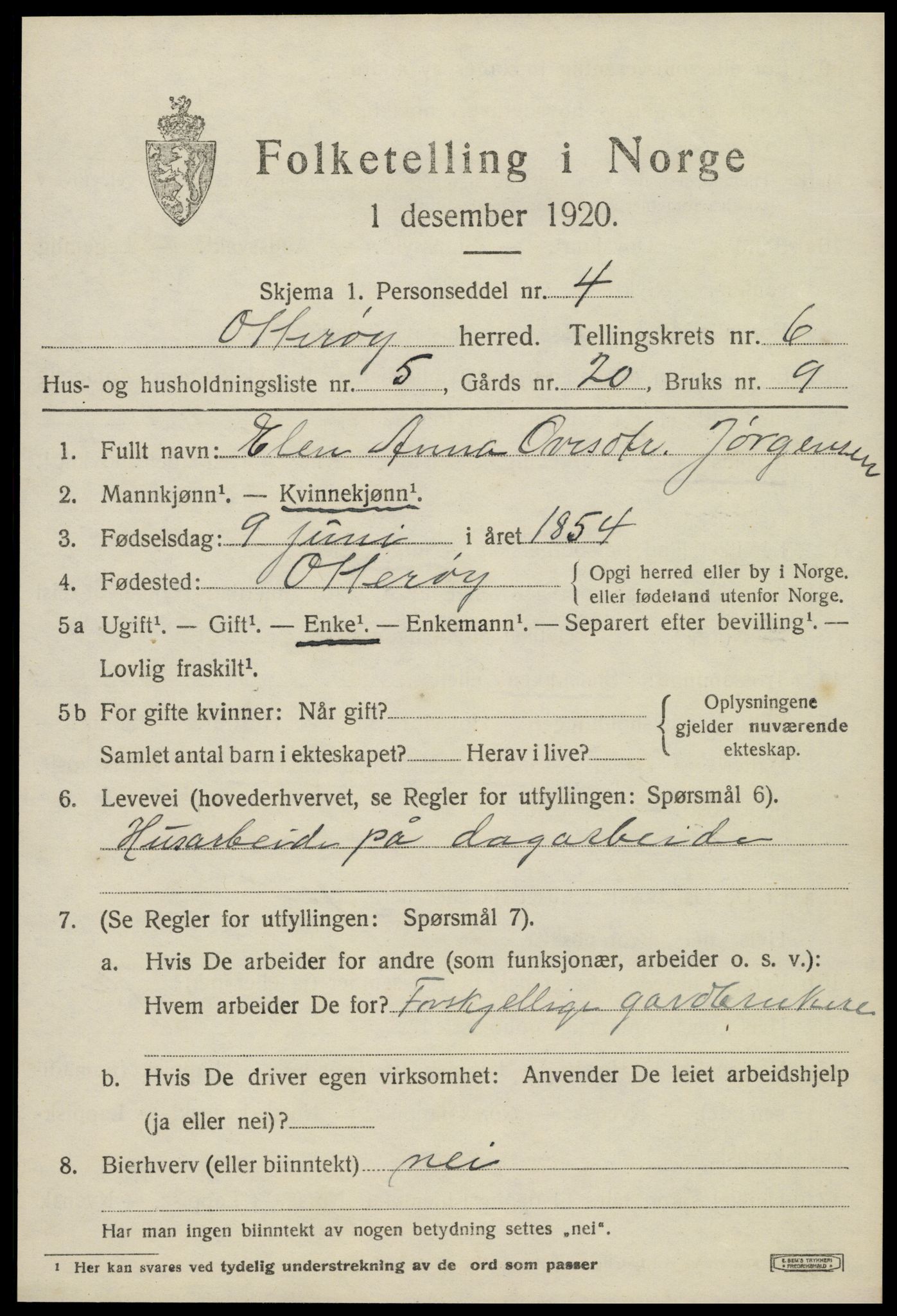 SAT, 1920 census for Otterøy, 1920, p. 2279
