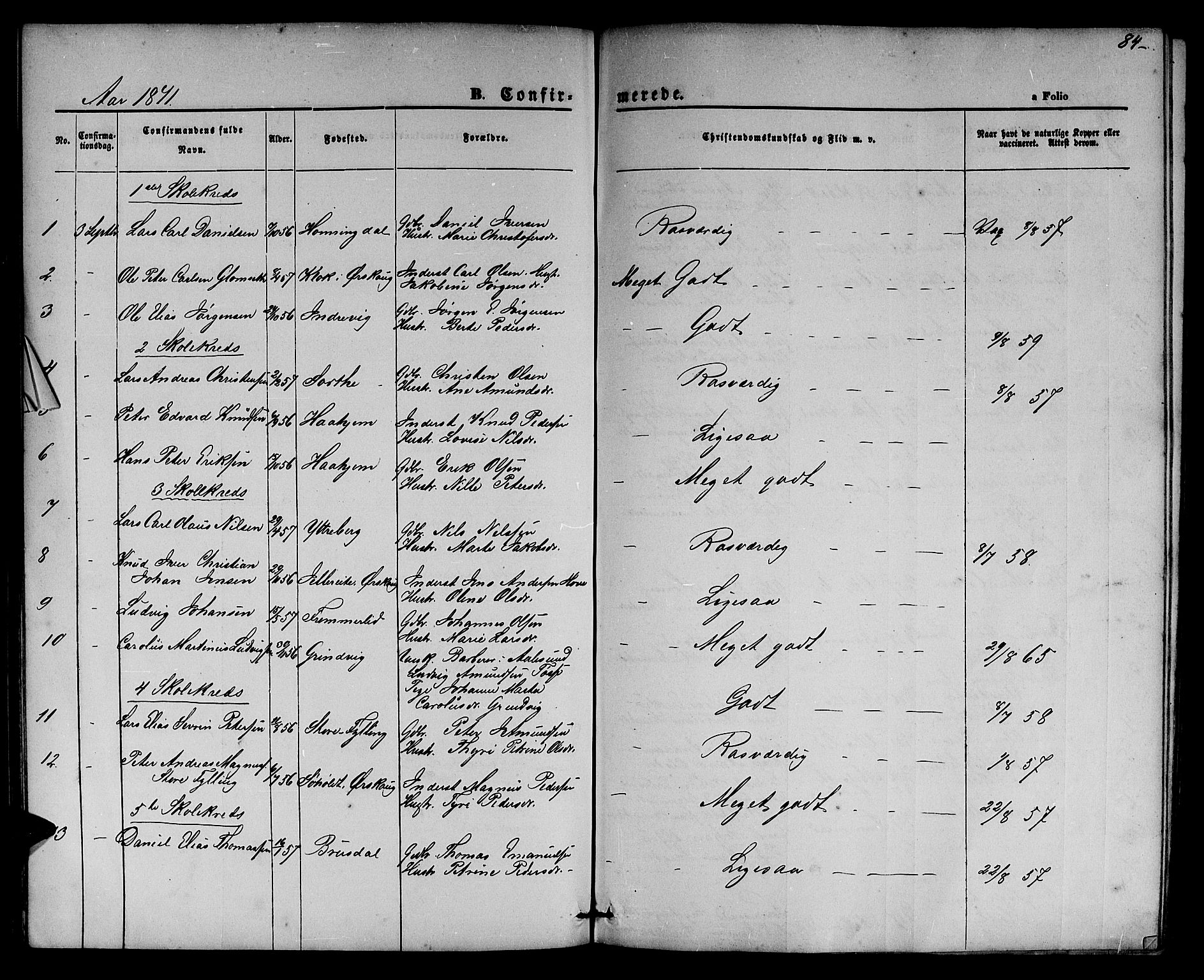 Ministerialprotokoller, klokkerbøker og fødselsregistre - Møre og Romsdal, AV/SAT-A-1454/524/L0364: Parish register (copy) no. 524C05, 1865-1879, p. 84