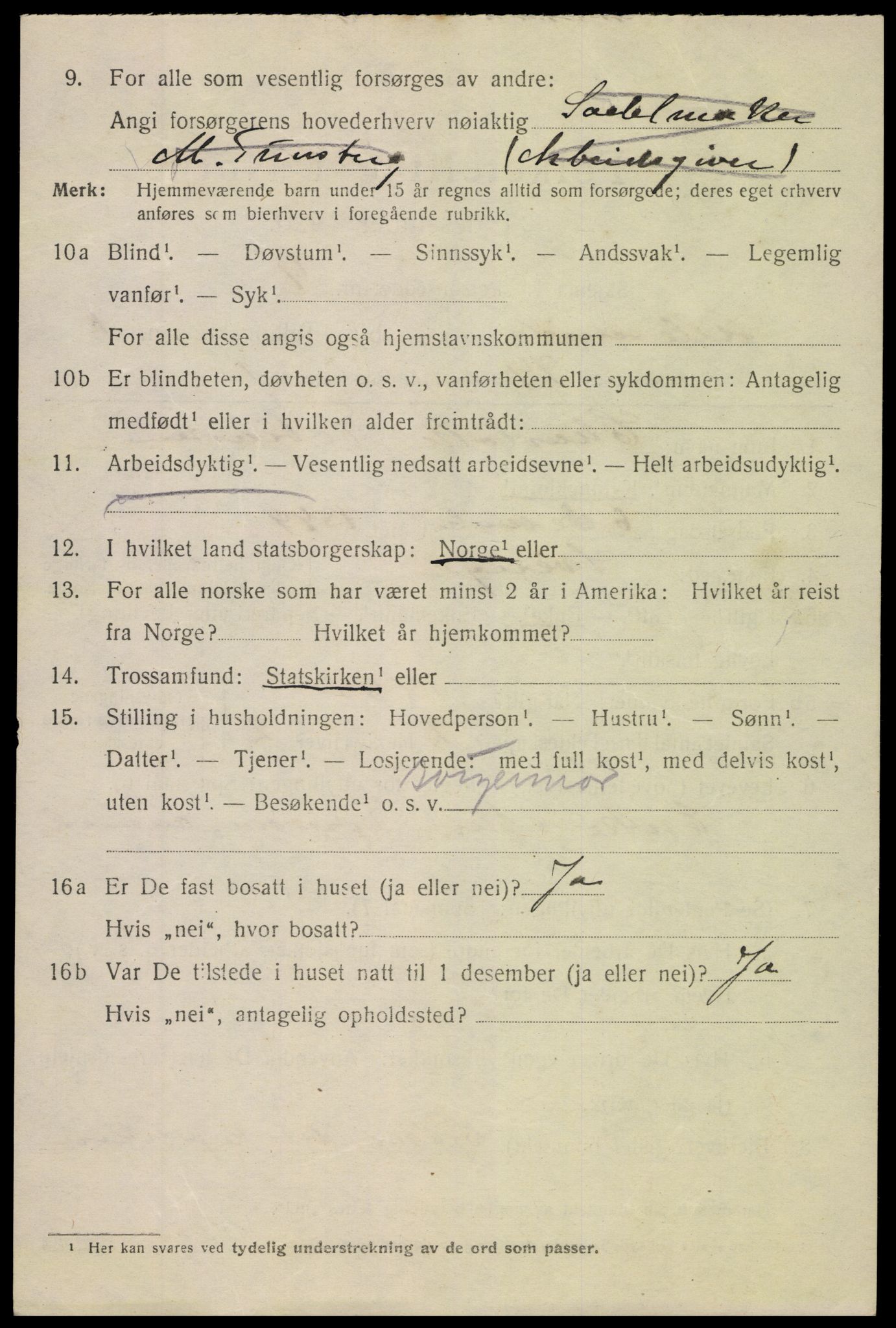 SAK, 1920 census for Lillesand, 1920, p. 2314
