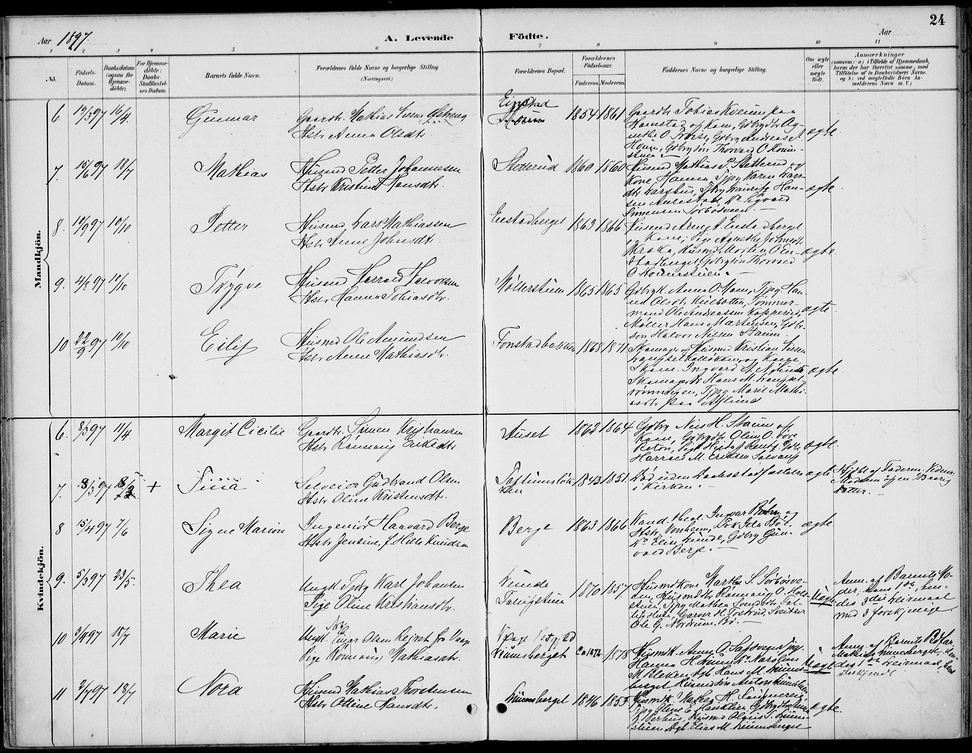 Østre Gausdal prestekontor, AV/SAH-PREST-092/H/Ha/Haa/L0003: Parish register (official) no. 3, 1887-1901, p. 24