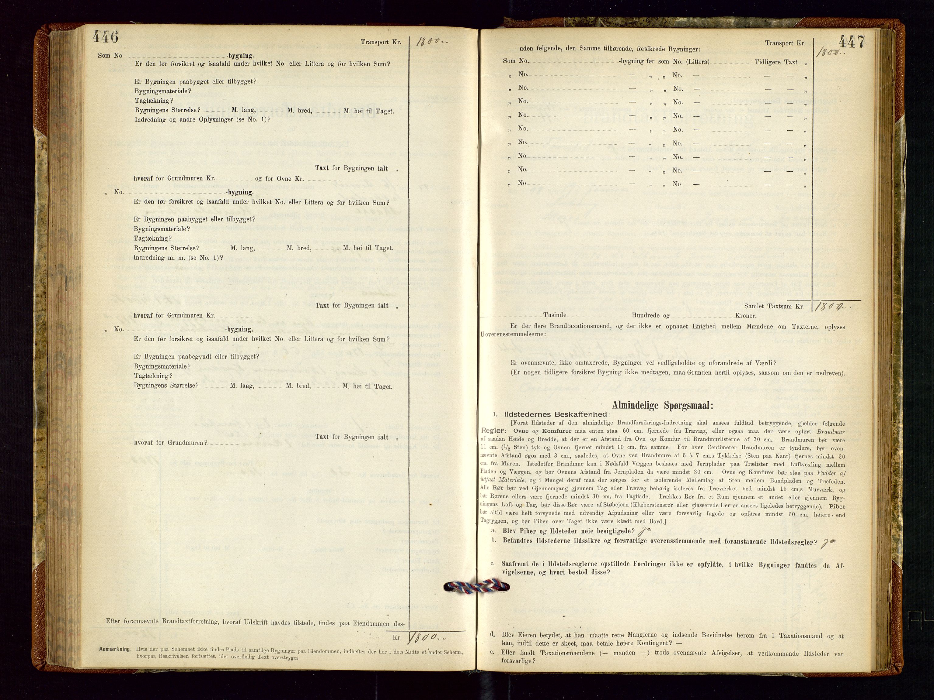 Torvestad lensmannskontor, SAST/A-100307/1/Gob/L0001: "Brandtaxationsprotokol for Torvestad Lensmannsdistrikt", 1895-1904, p. 446-447
