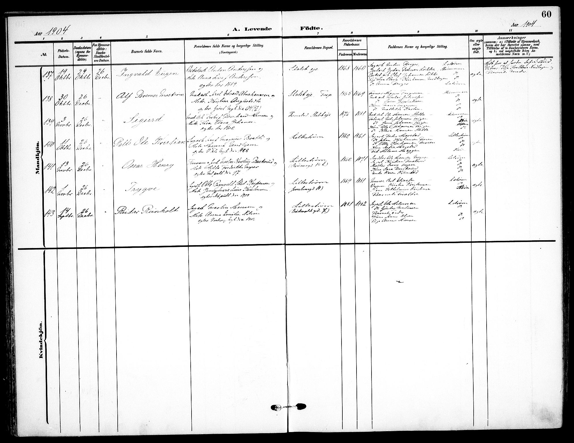 Skedsmo prestekontor Kirkebøker, AV/SAO-A-10033a/F/Fa/L0015: Parish register (official) no. I 15, 1902-1917, p. 60