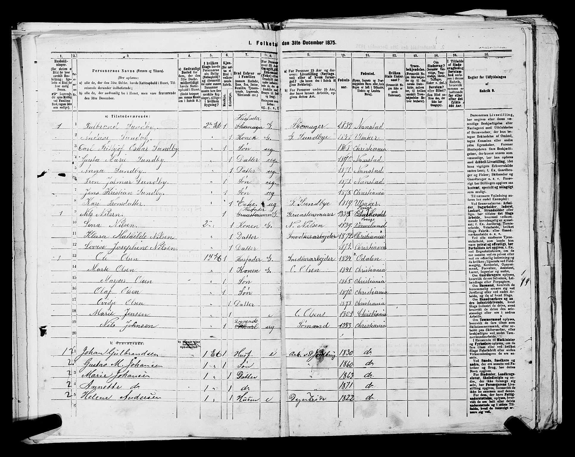 RA, 1875 census for 0301 Kristiania, 1875, p. 6372