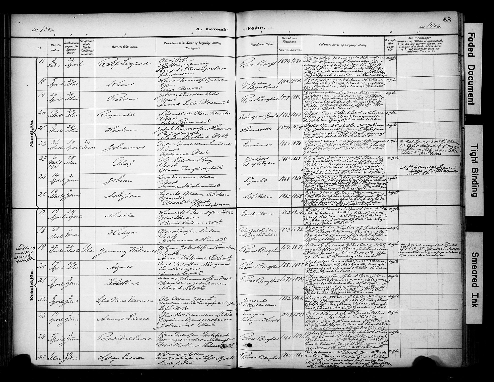 Ministerialprotokoller, klokkerbøker og fødselsregistre - Sør-Trøndelag, AV/SAT-A-1456/681/L0936: Parish register (official) no. 681A14, 1899-1908, p. 68