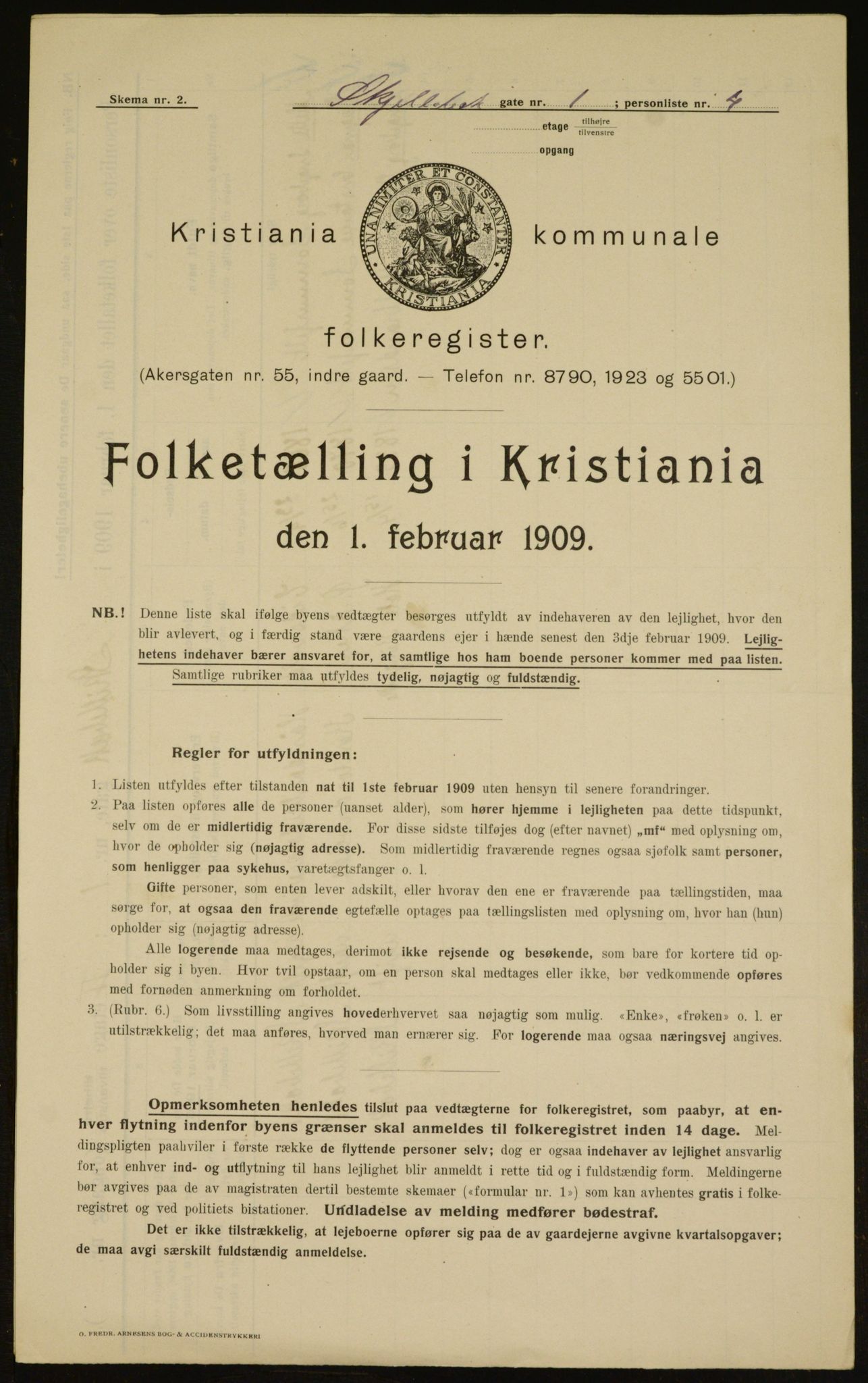 OBA, Municipal Census 1909 for Kristiania, 1909, p. 86492