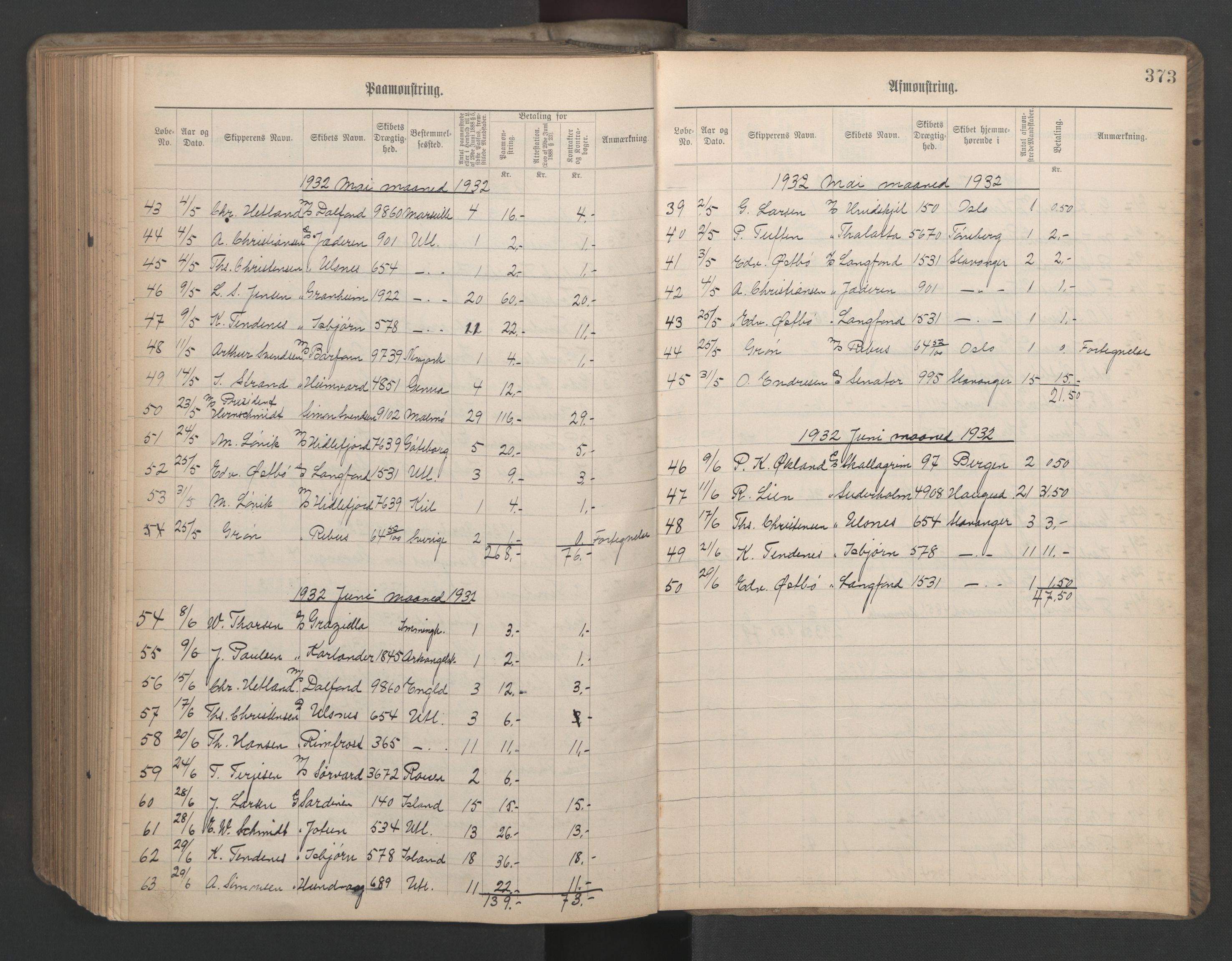 Stavanger sjømannskontor, SAST/A-102006/G/Ga/L0006: Mønstringsjournal, 1908-1933, p. 404