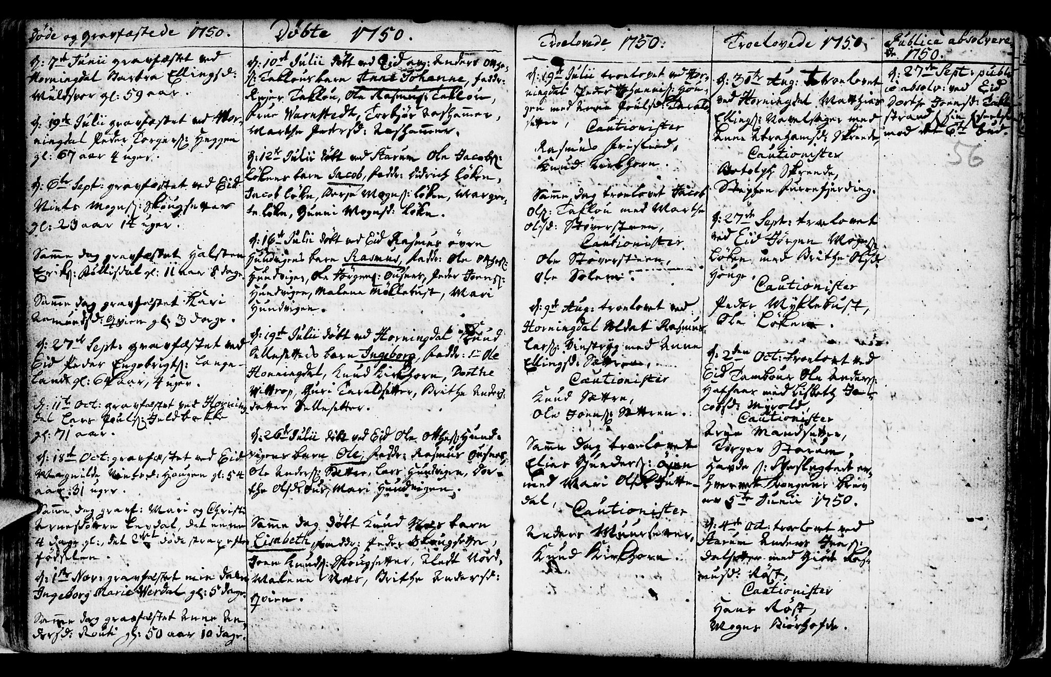 Eid sokneprestembete, AV/SAB-A-82301/H/Haa/Haaa/L0002: Parish register (official) no. A 2, 1741-1769, p. 56