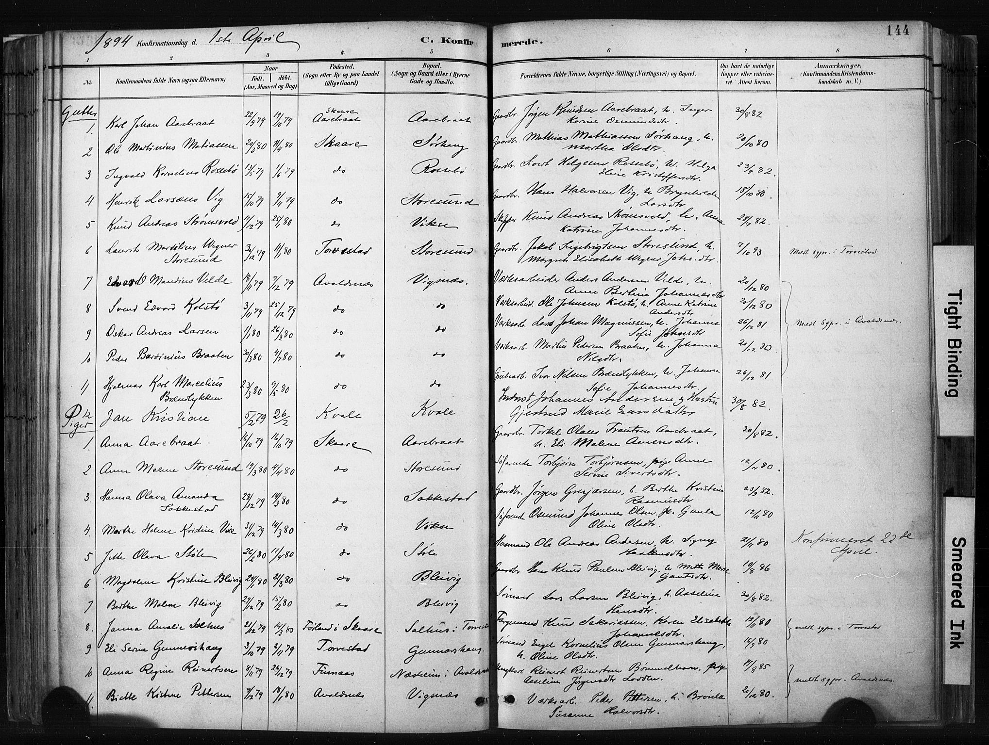 Haugesund sokneprestkontor, SAST/A -101863/H/Ha/Haa/L0004: Parish register (official) no. A 4, 1886-1908, p. 144