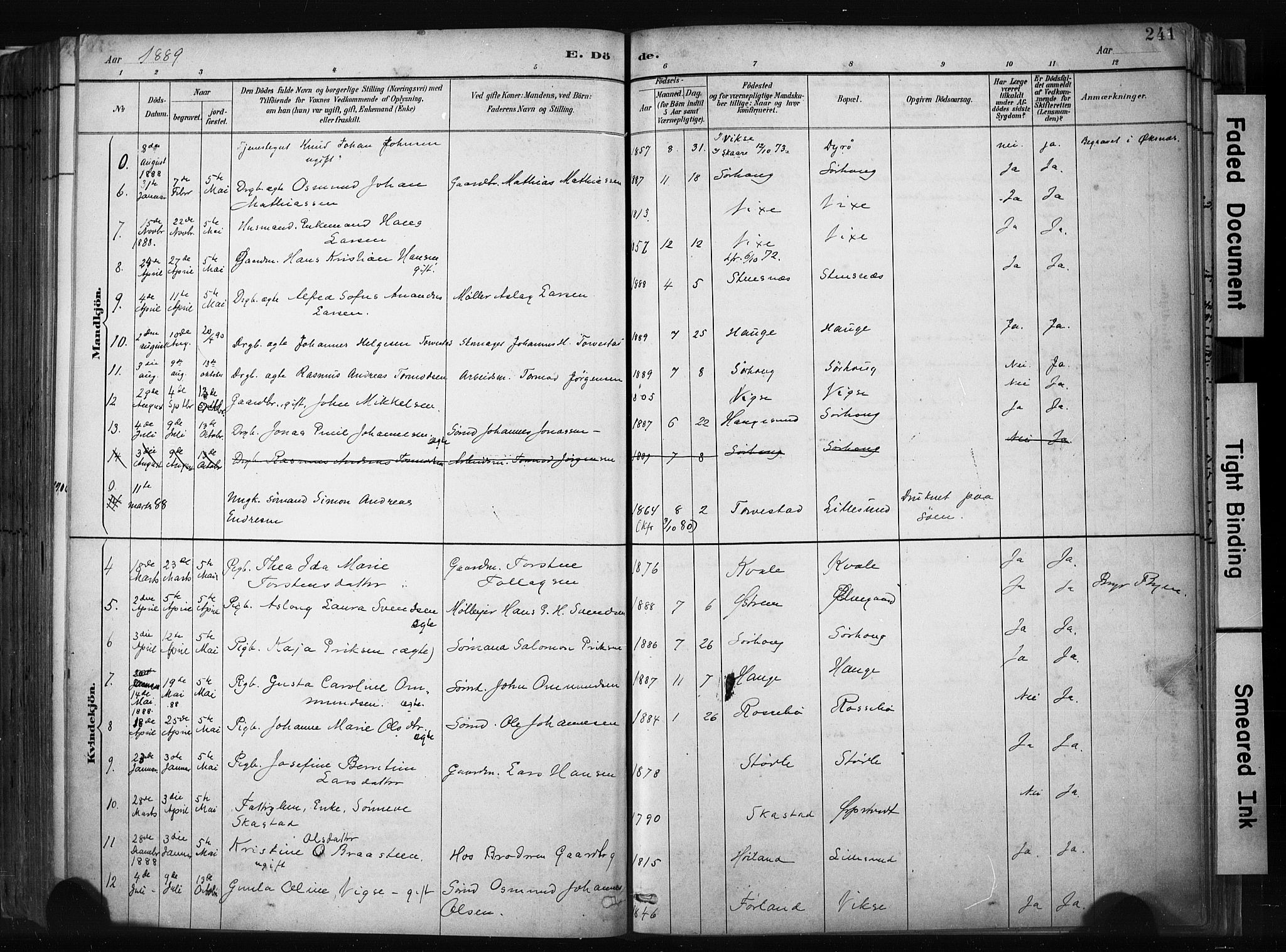 Haugesund sokneprestkontor, AV/SAST-A -101863/H/Ha/Haa/L0004: Parish register (official) no. A 4, 1886-1908, p. 241