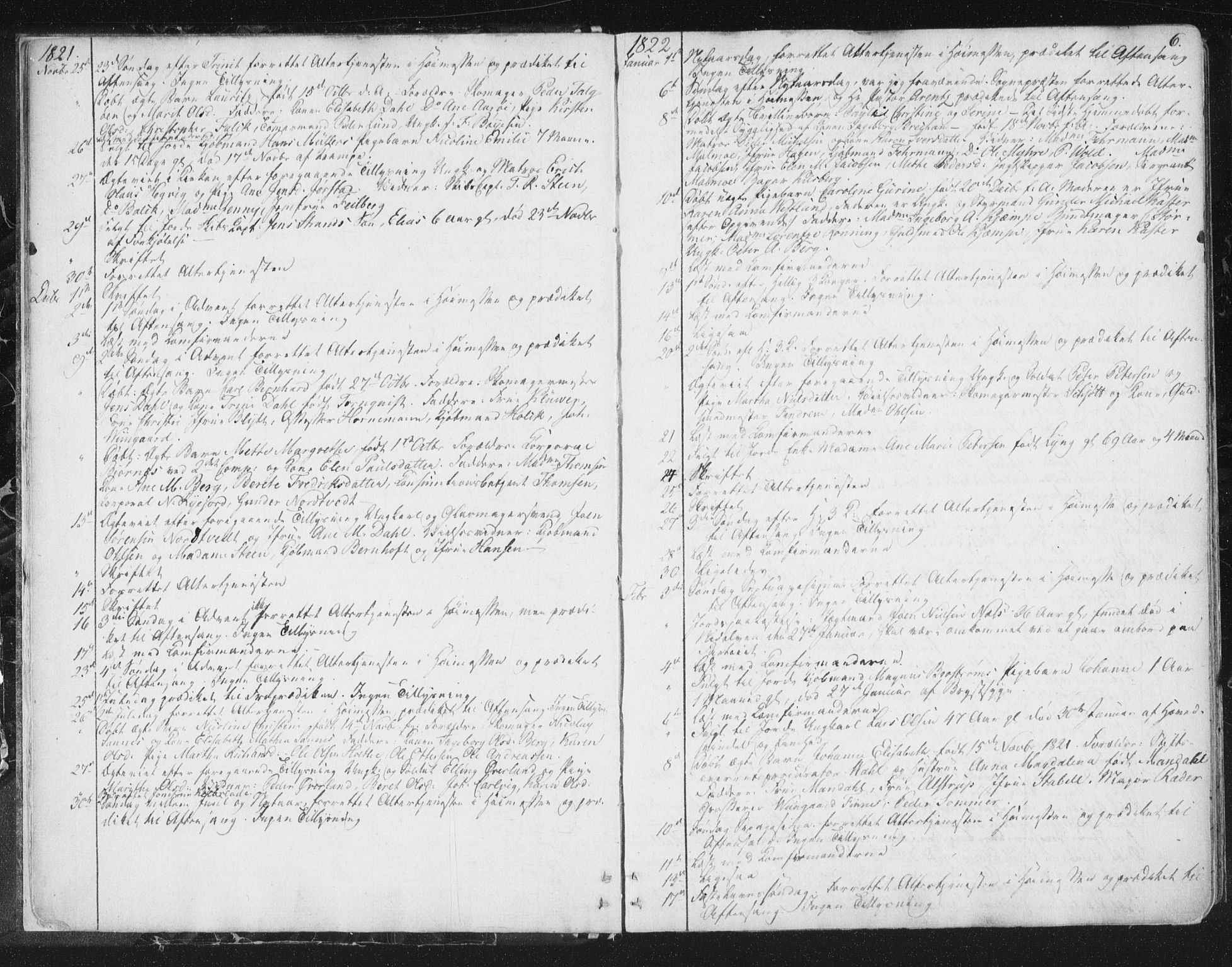 Ministerialprotokoller, klokkerbøker og fødselsregistre - Sør-Trøndelag, AV/SAT-A-1456/602/L0127: Curate's parish register no. 602B01, 1821-1875, p. 6