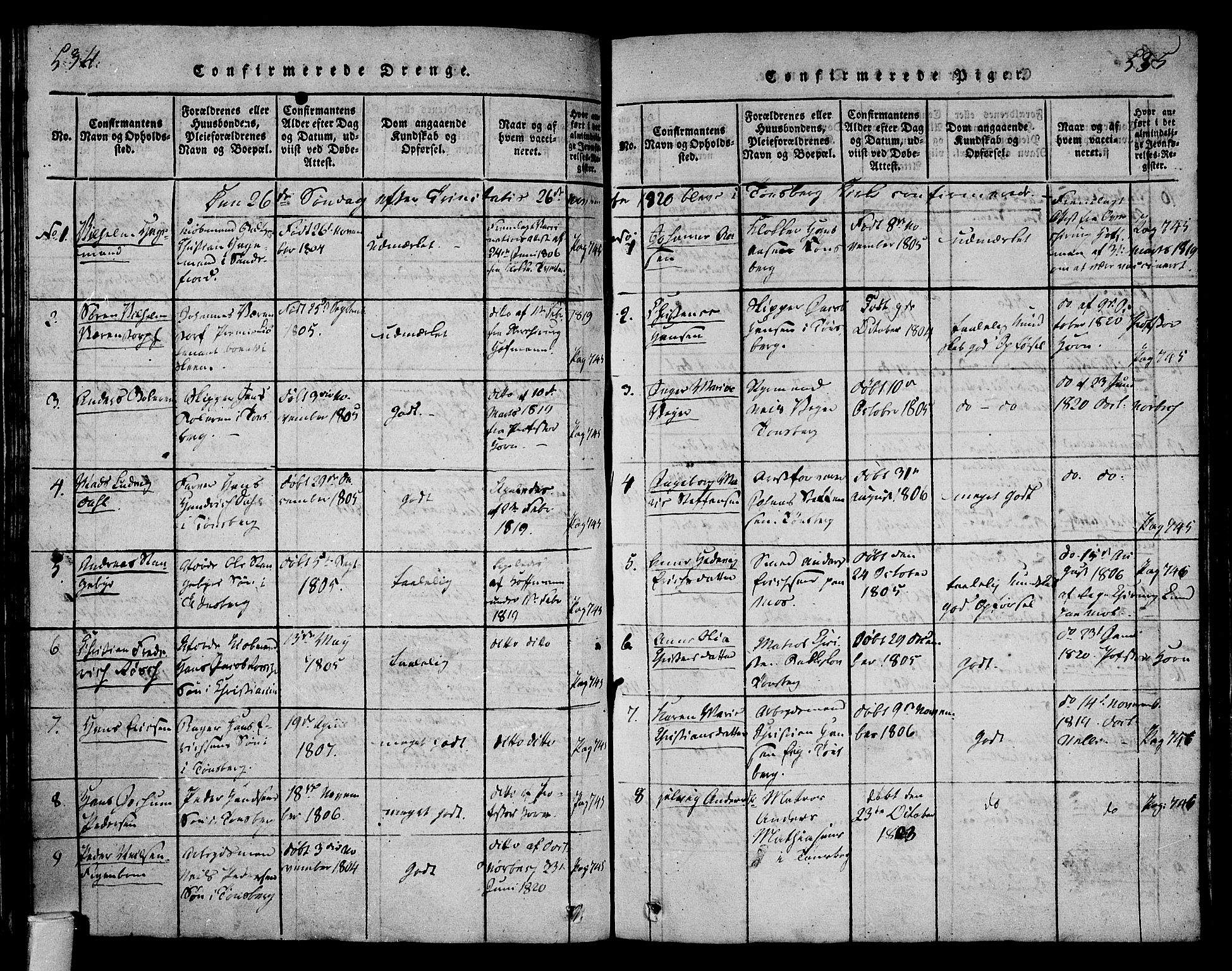 Tønsberg kirkebøker, SAKO/A-330/F/Fa/L0004: Parish register (official) no. I 4, 1813-1826, p. 534-535