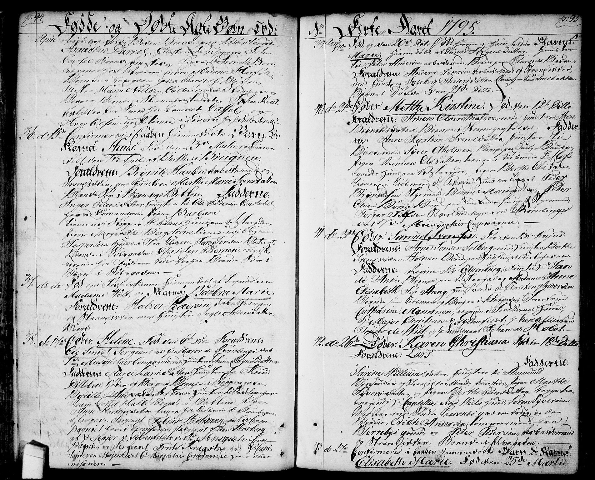 Halden prestekontor Kirkebøker, SAO/A-10909/F/Fa/L0002: Parish register (official) no. I 2, 1792-1812, p. 94-95