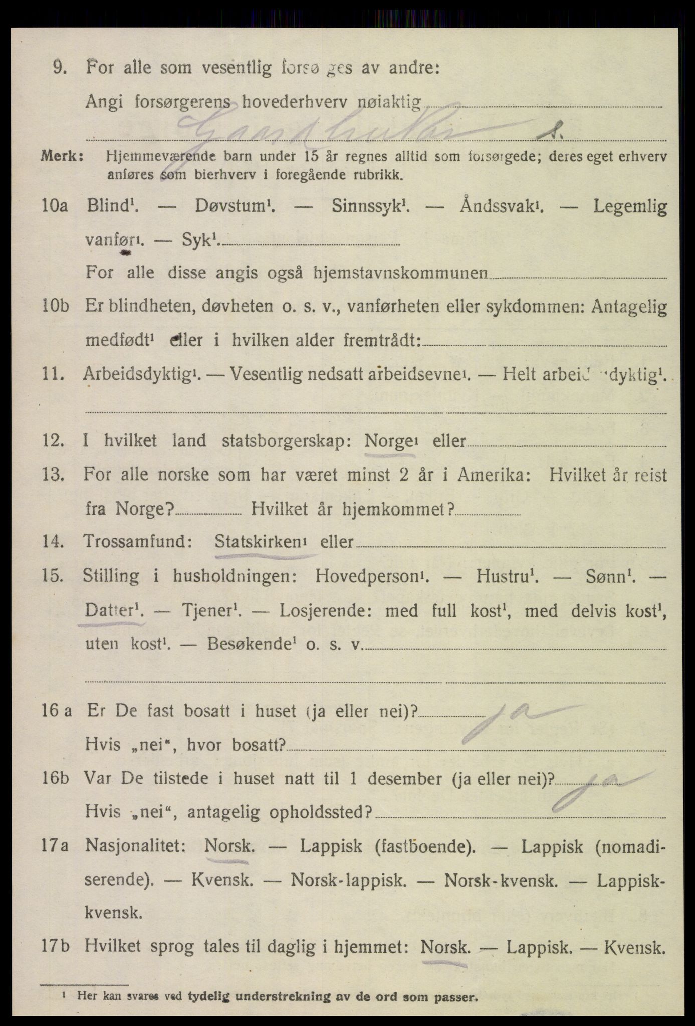 SAT, 1920 census for Verdal, 1920, p. 7576