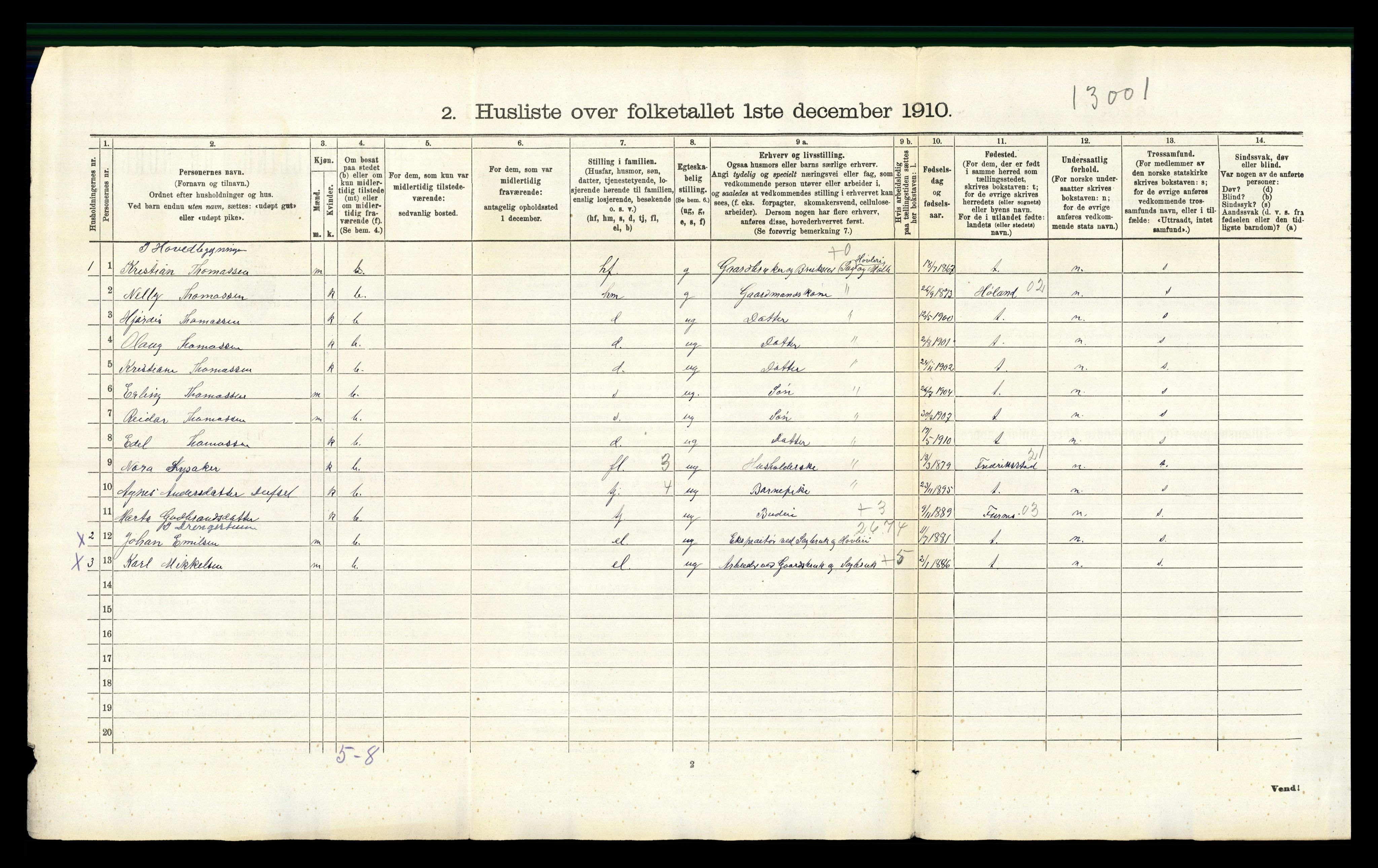 RA, 1910 census for Vang, 1910, p. 1206