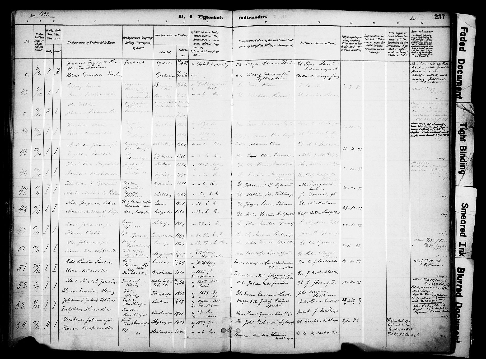 Ringsaker prestekontor, AV/SAH-PREST-014/K/Ka/L0017: Parish register (official) no. 17, 1891-1902, p. 237