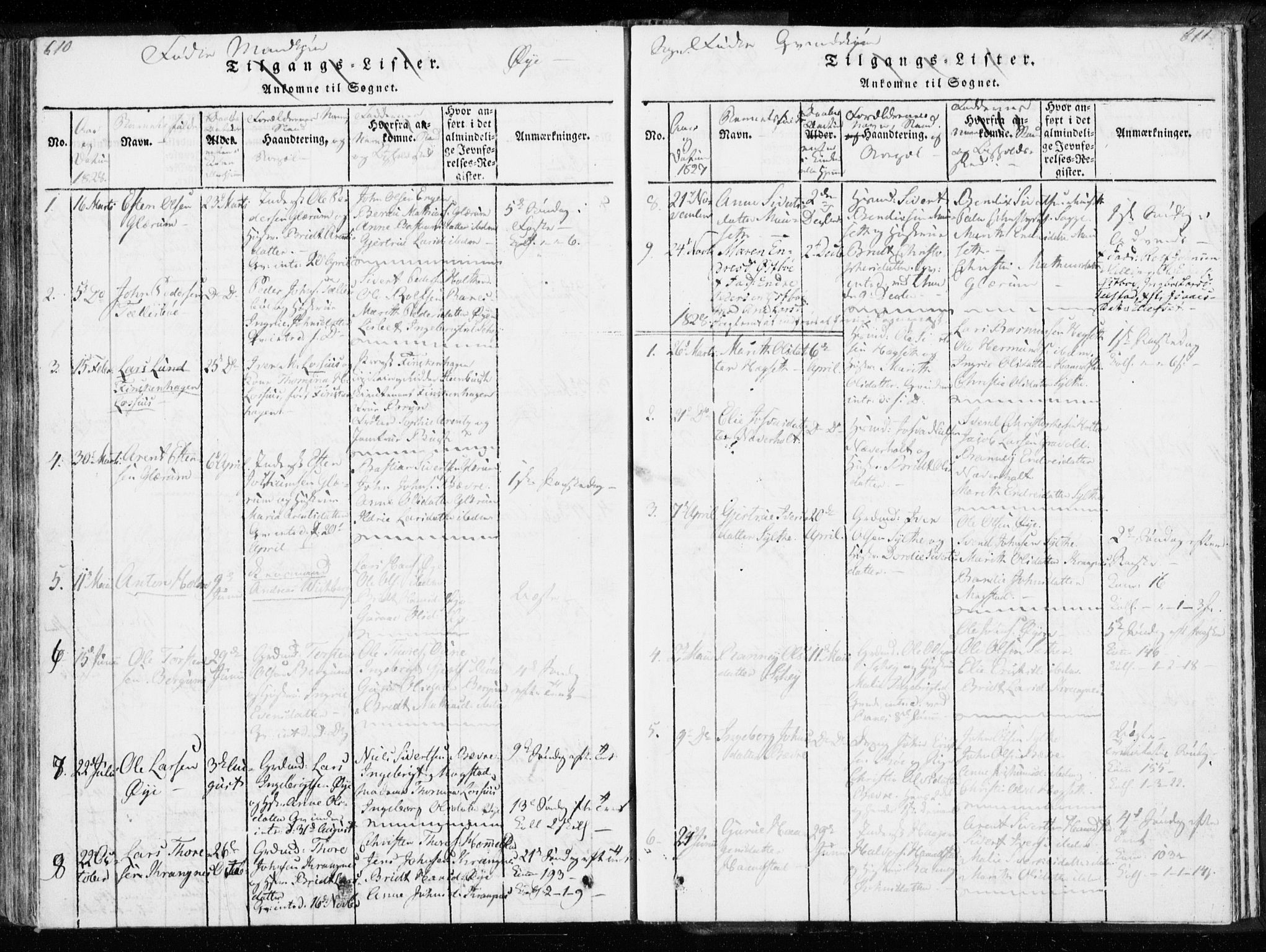 Ministerialprotokoller, klokkerbøker og fødselsregistre - Møre og Romsdal, SAT/A-1454/595/L1041: Parish register (official) no. 595A03, 1819-1829, p. 610-611