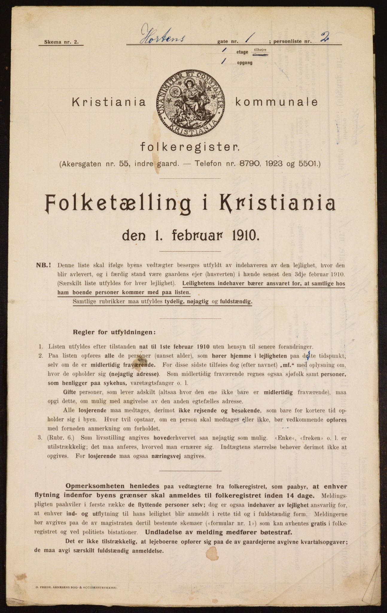 OBA, Municipal Census 1910 for Kristiania, 1910, p. 40593