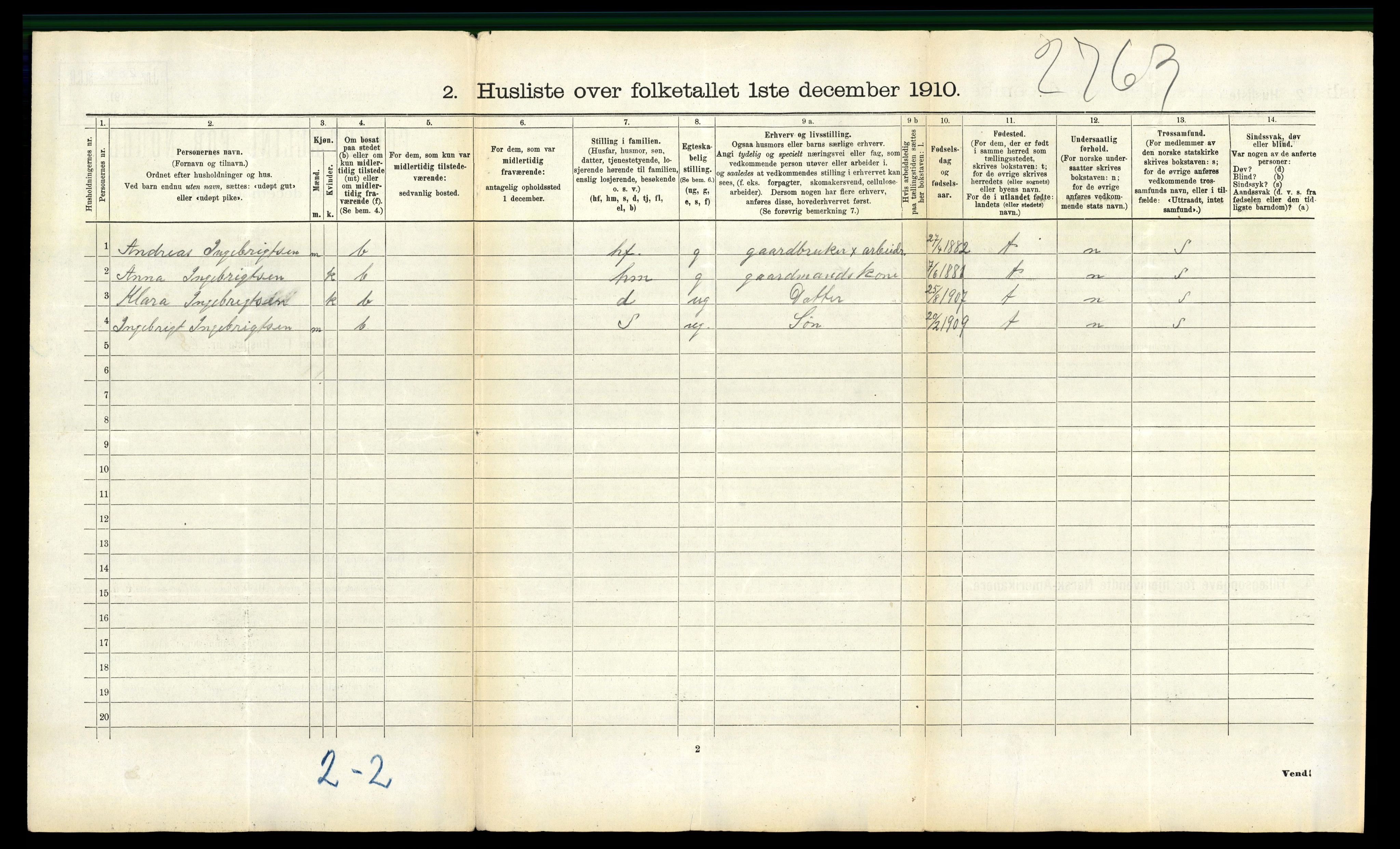 RA, 1910 census for Evenes, 1910, p. 810