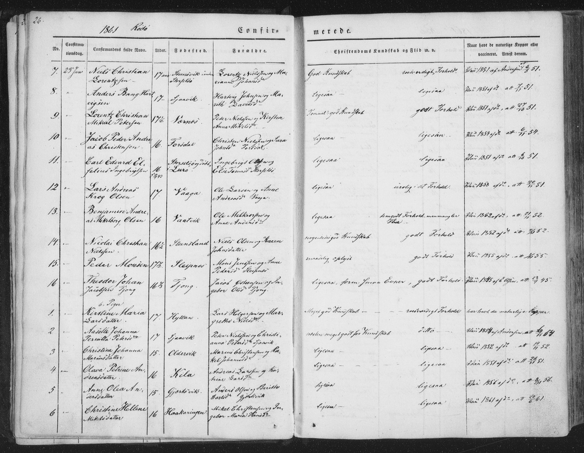 Ministerialprotokoller, klokkerbøker og fødselsregistre - Nordland, AV/SAT-A-1459/841/L0604: Parish register (official) no. 841A09 /1, 1845-1862, p. 26